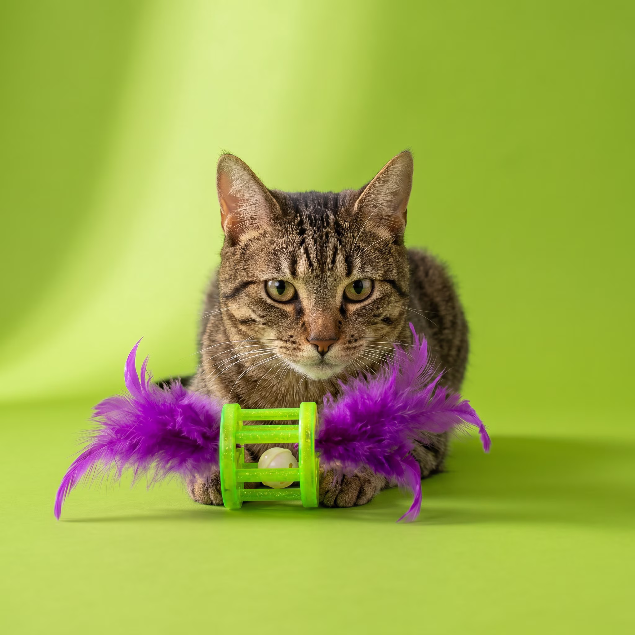 Vibrant Life Green and Purple Feather Rattle Cat Toy