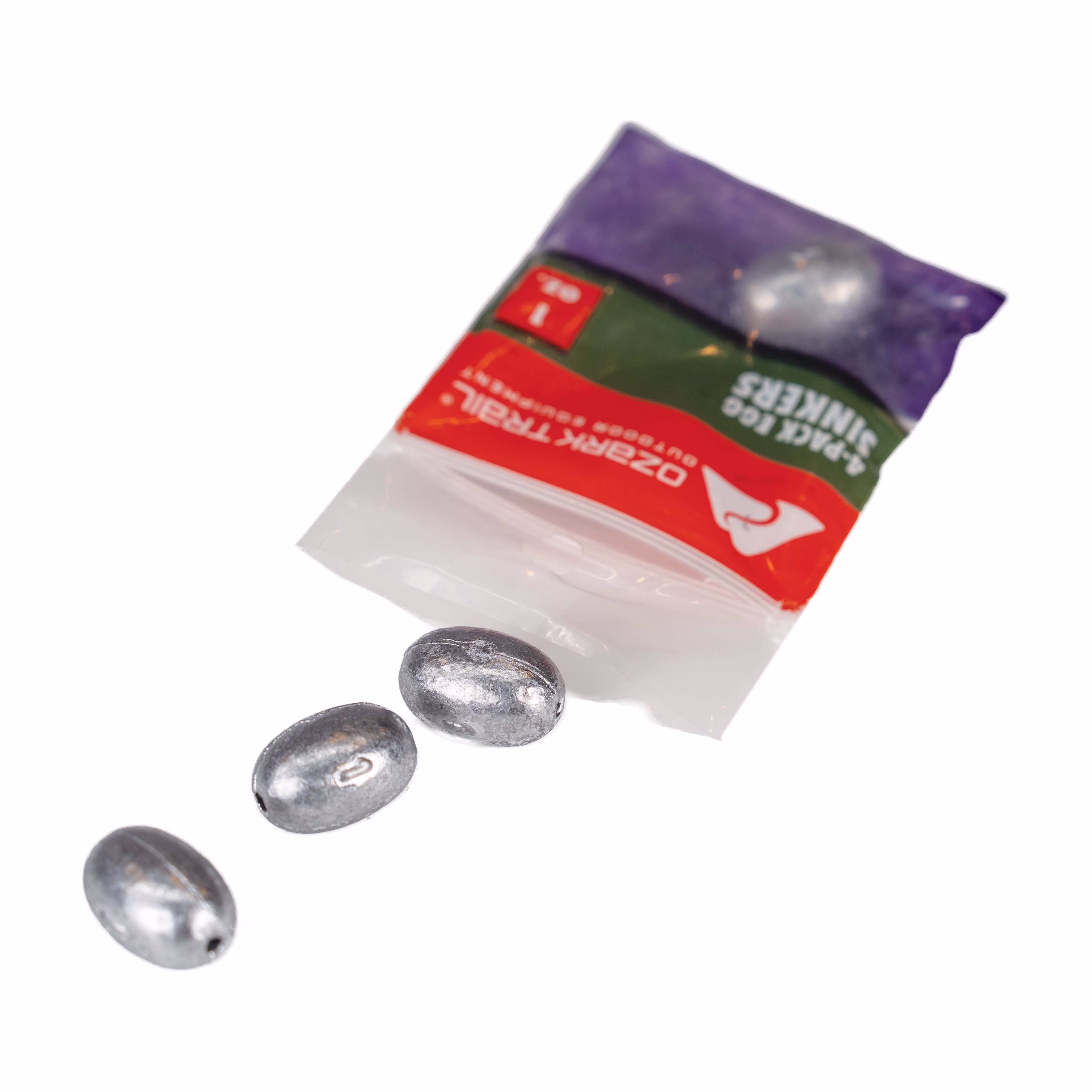 Ozark Trail Egg Sinkers, 1 oz, 4-Pack Fishing Weights