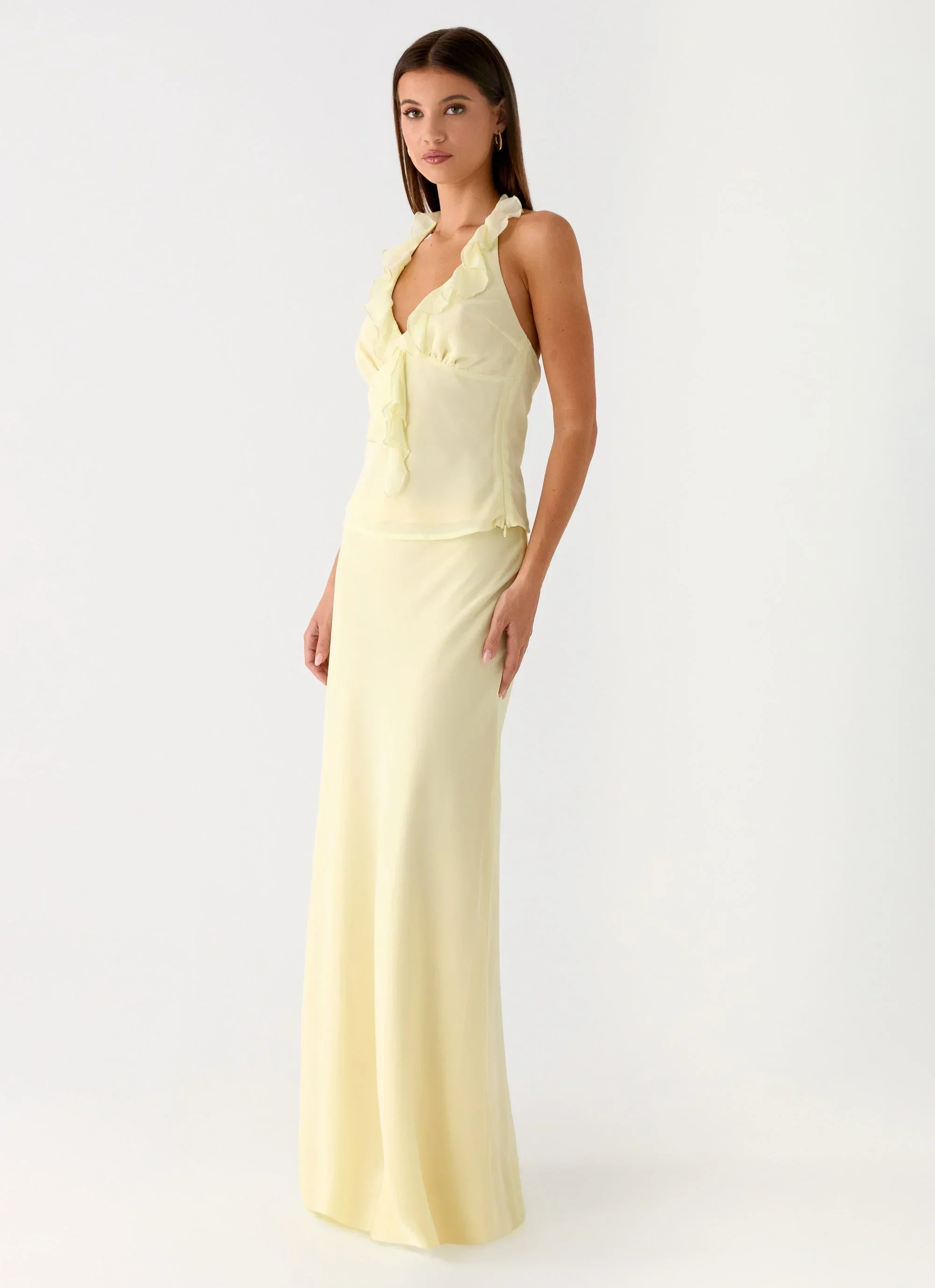 Star Girl Chiffon Maxi Skirt - Yellow