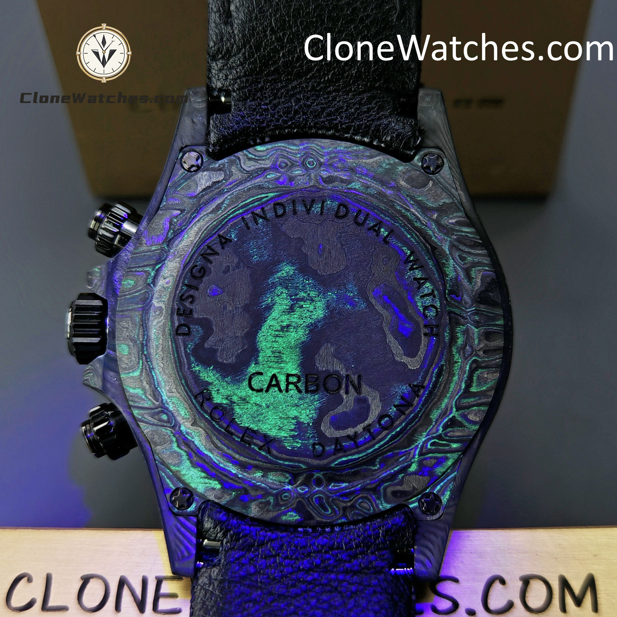 Rolex Super Clone Watches 1:1 Skeleton Daytona Carbon NTPT DIW 4130 Movement