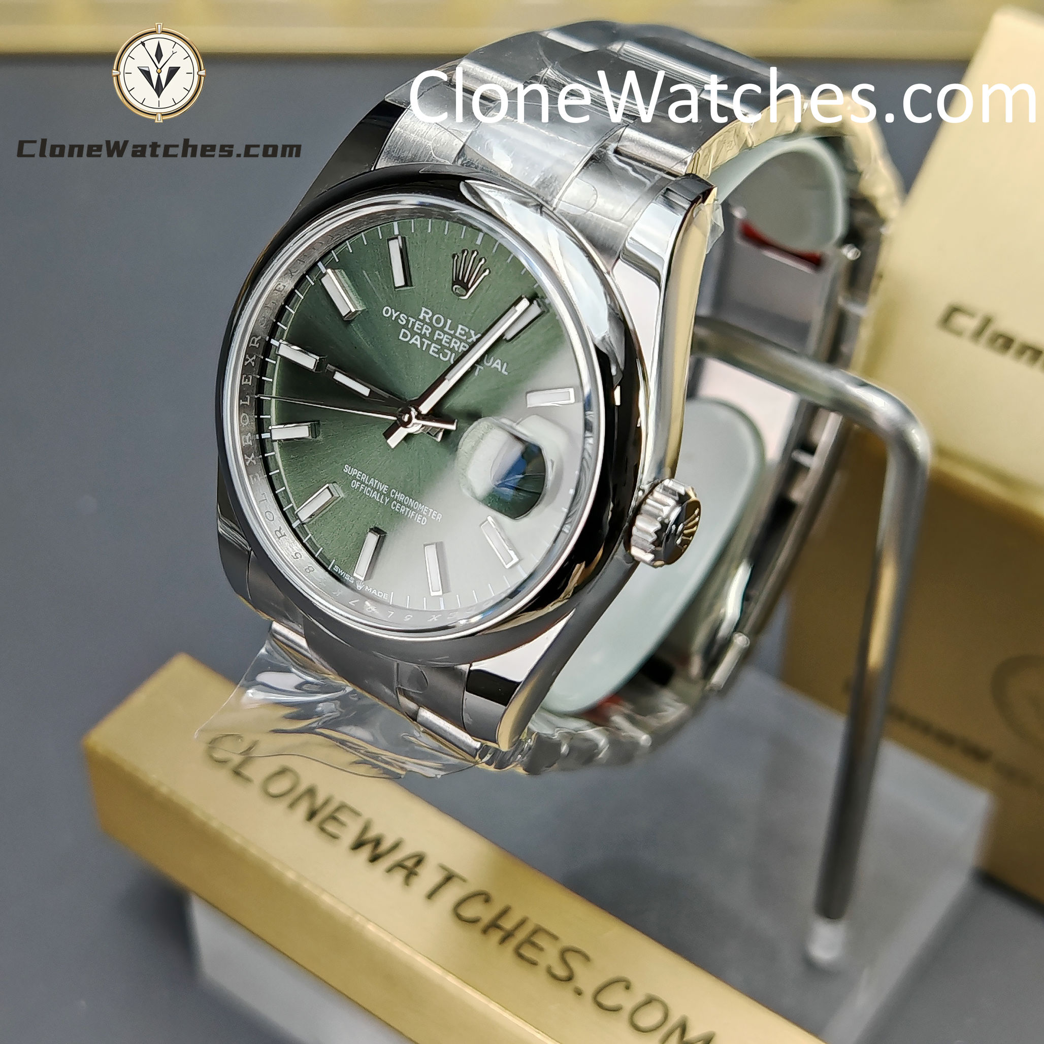Rolex Super Clone Watches 1:1 DateJust Green Dial m126200-0024 Oyster 36MM 3235 Movement