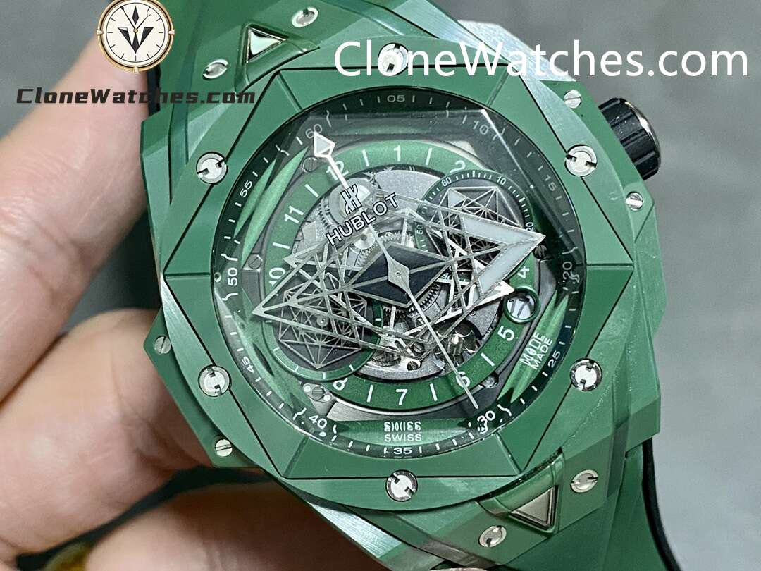 Hublot Super Clone Watches 1:1 Big Bang Unico Sang Bleu II GREEN CERAMIC 45MM 418.GX.5207.RX.MXM22