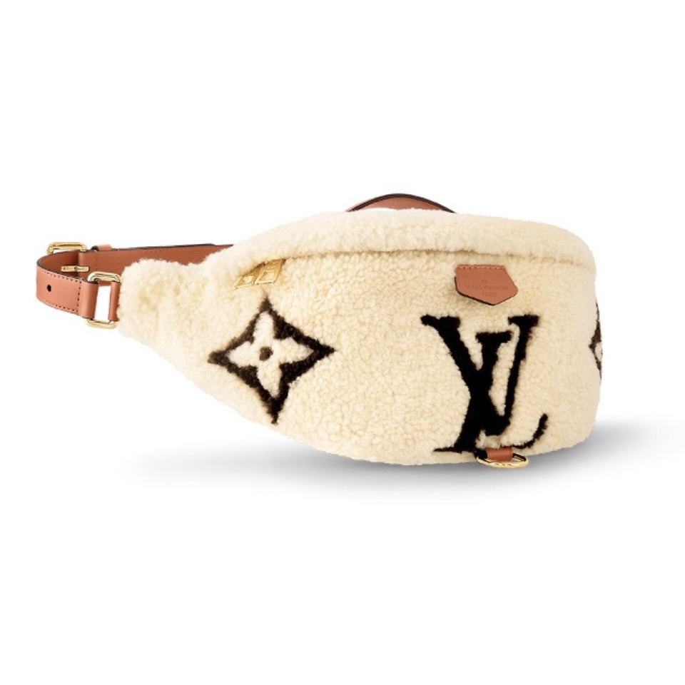 LOUIS VUITTON woolen leather Fanny pack beige