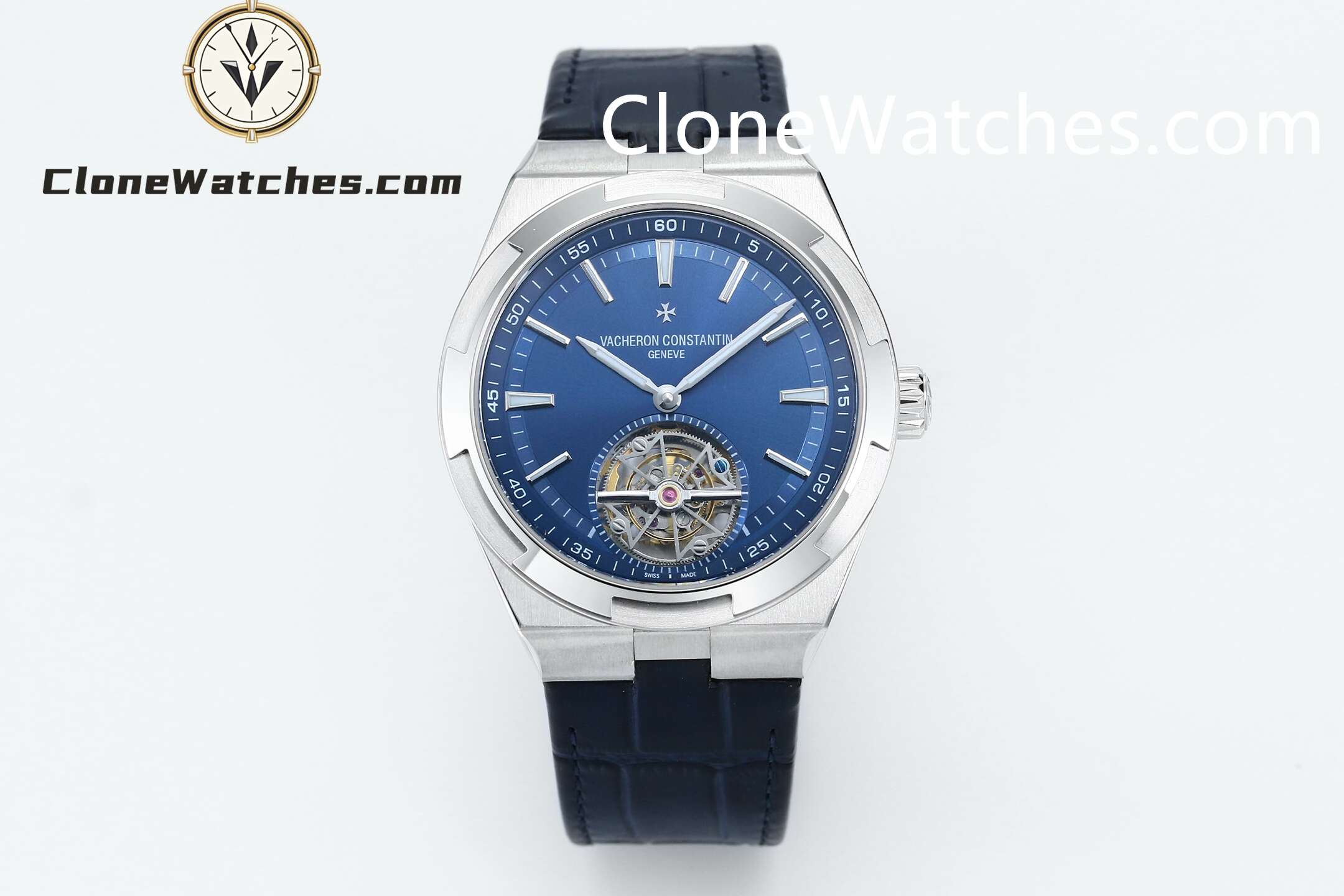 Vacheron Constantin Super Clone Watches 1:1 Overseas Tourbillon 6000V/110A-B544 42.5MM Leather Strap