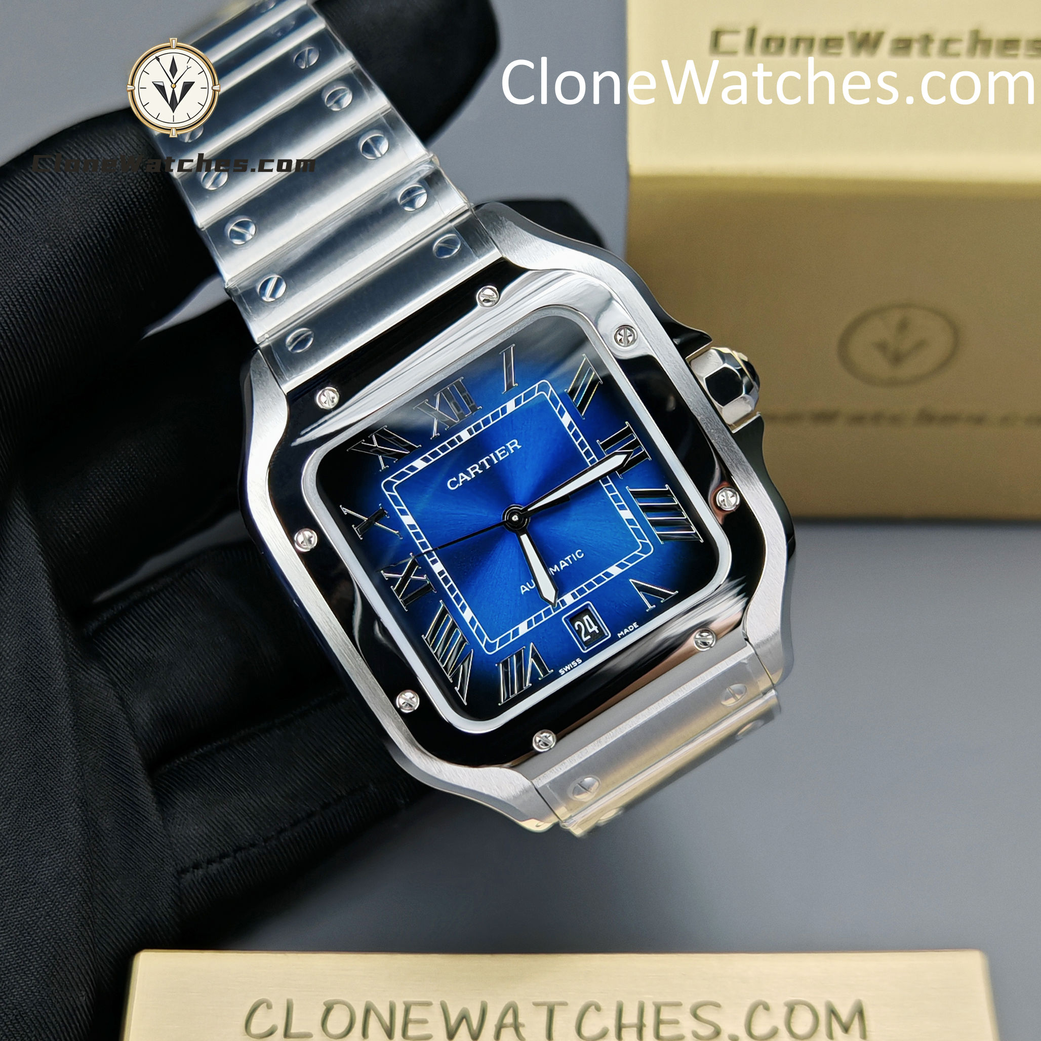 Cartier Super Clone Watches 1:1 Santos Series Gradient Blue Dial 39.8MM WSSA0013