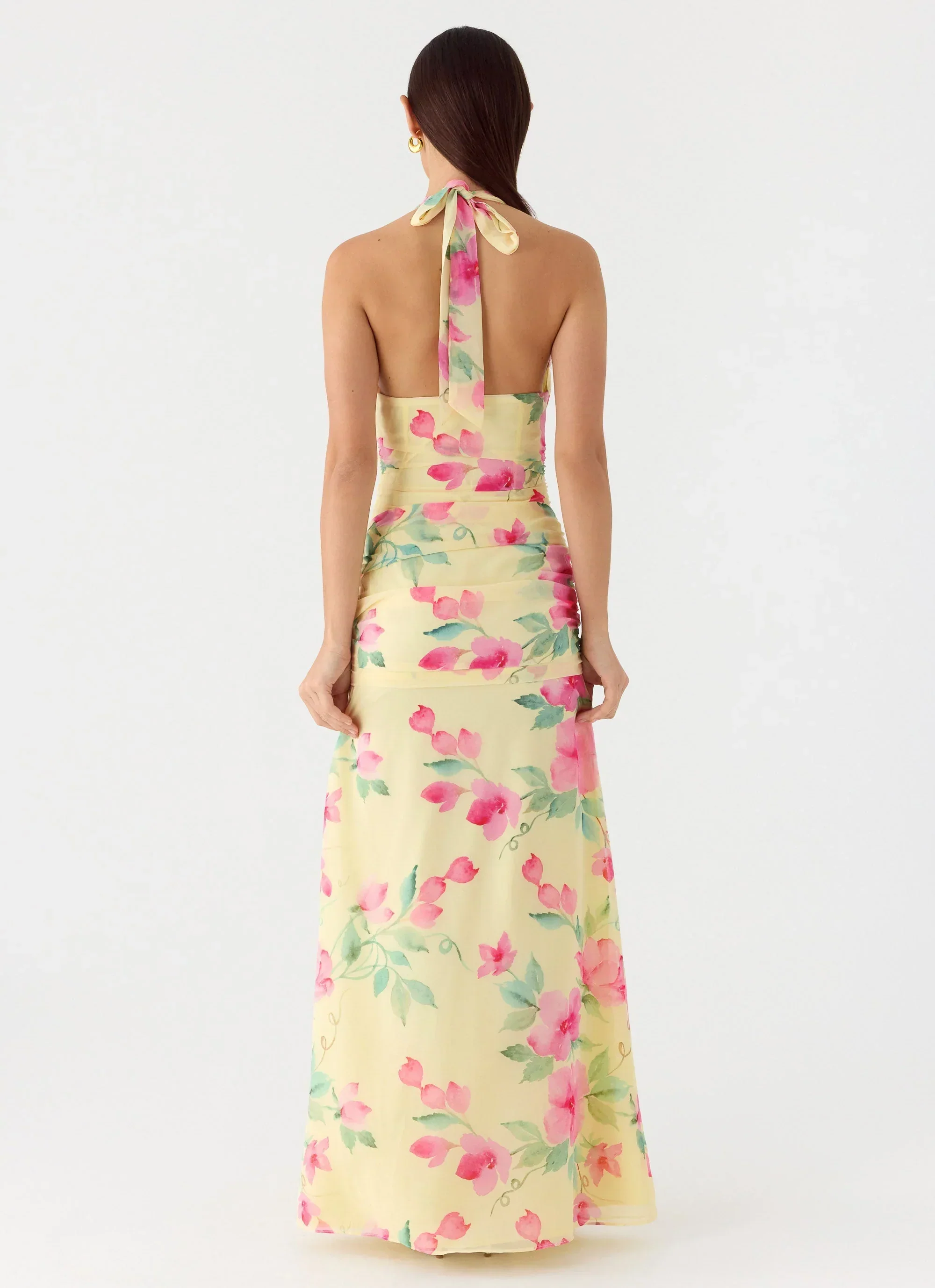 Colada Halter Maxi Dress - Lemon Soleil