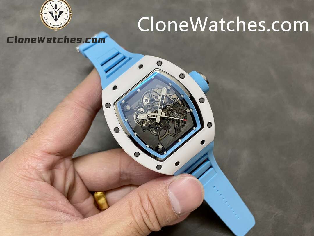 Richard Mille Super Clone Watches 1:1 RM 055 Ceramics Tourbillon Blue Strap