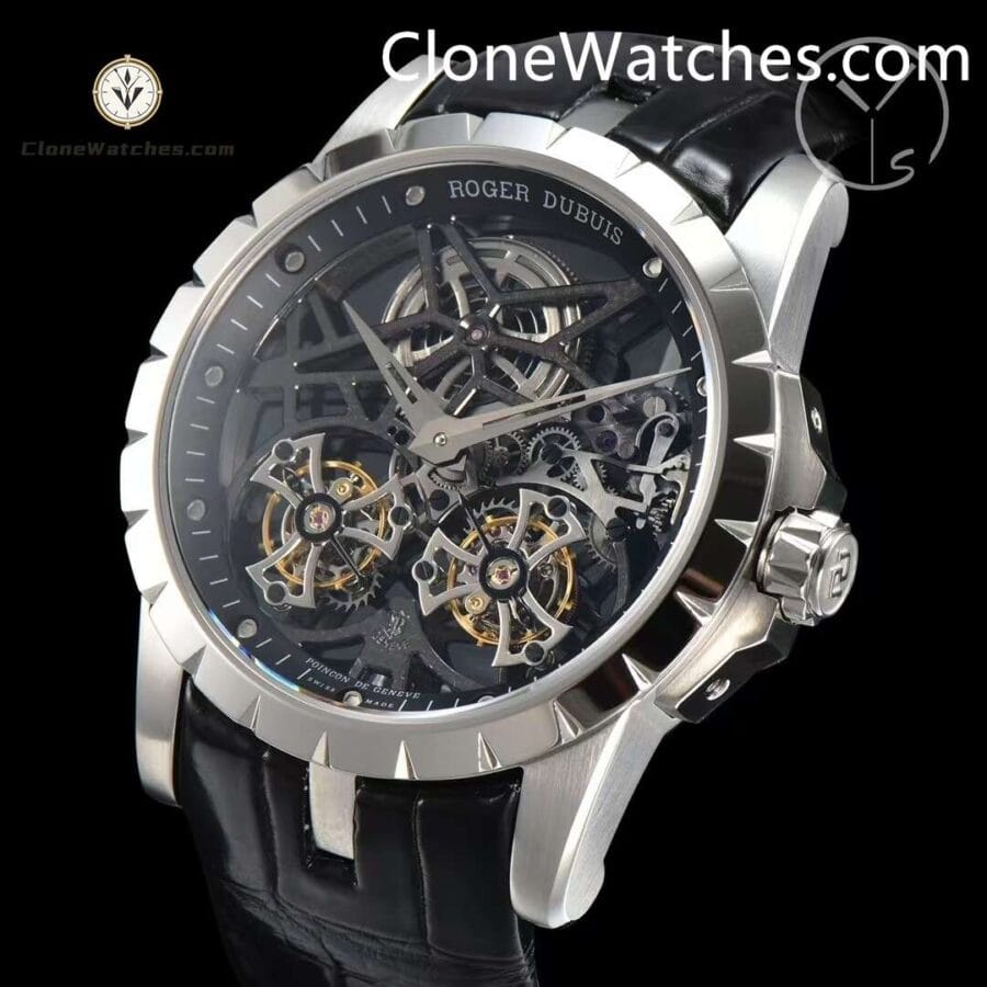 Roger Dubuis Super Clone Watches 1:1 Excalibur Skeleton Double Flying Tourbillon RDDBEX0396 45MM