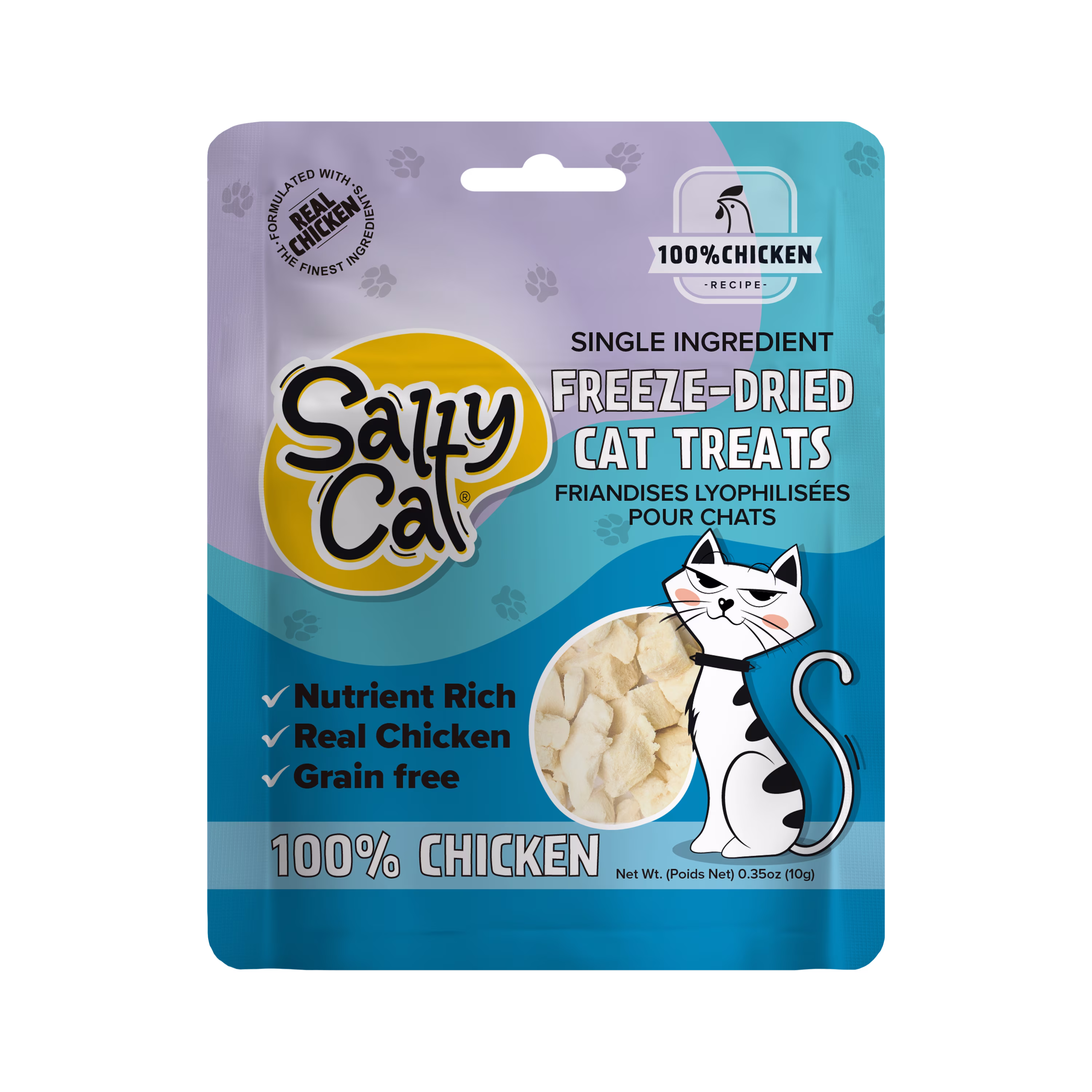 Salty Cat Freeze-Dried Chicken Flavor Crunchy Treats for Cats, 10g Bag