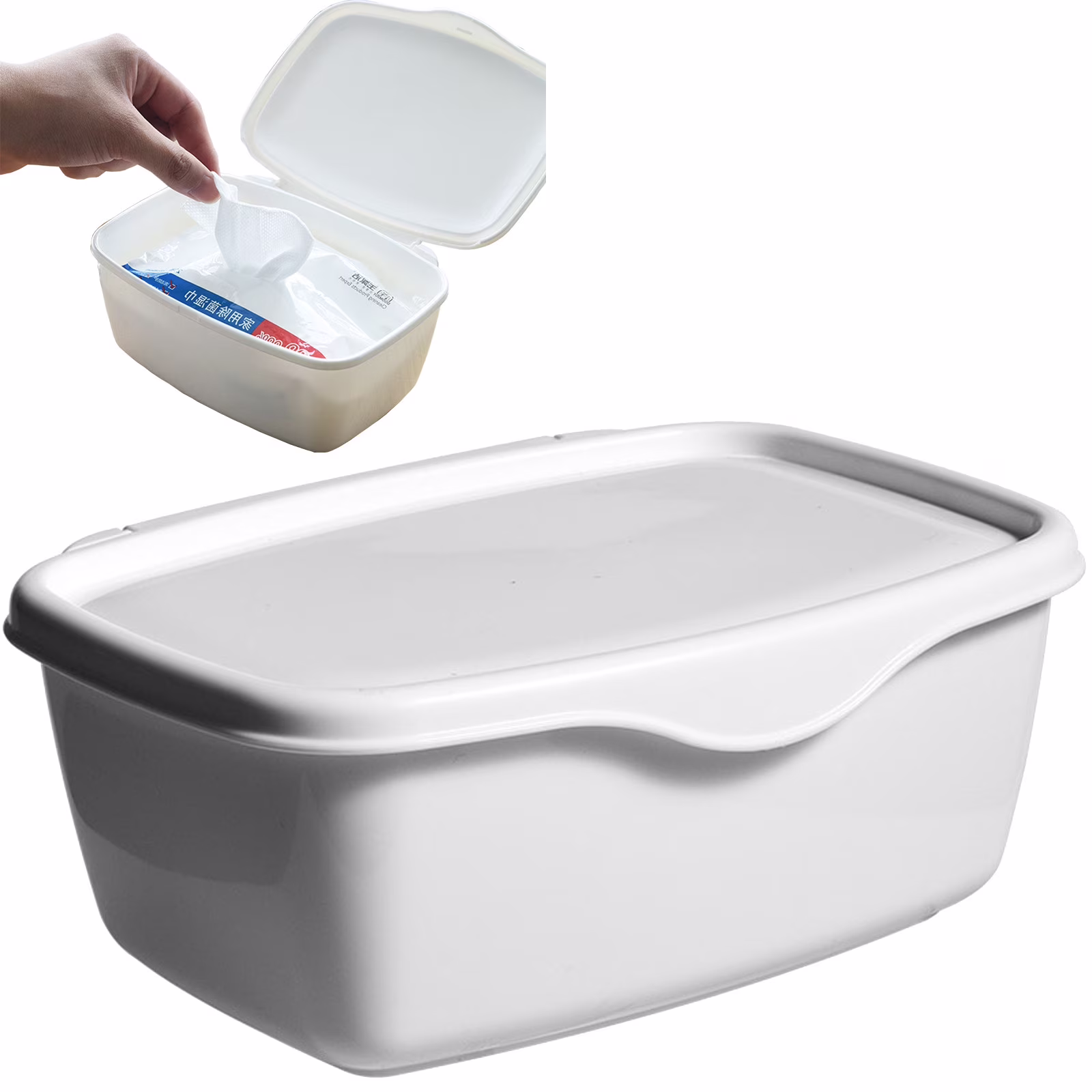 Desktop Wet Wipe Dispenser Airtight Storage Box Dust-Proof with Lid Tissue Container for Bathroom Wipes Household Use, 7.2