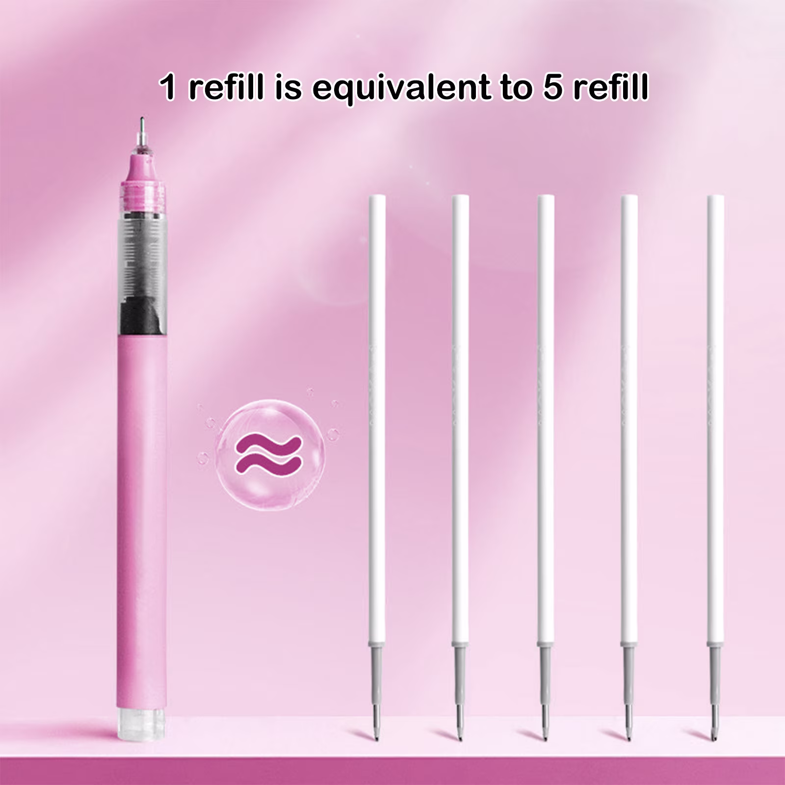 Under 1$ Dollar Straight Liquid Ballpoint Pen Sign Pen, 0.5mm High Capacity Black Ink Water Pen, Fast Drying Exam Writing Pens,Pink