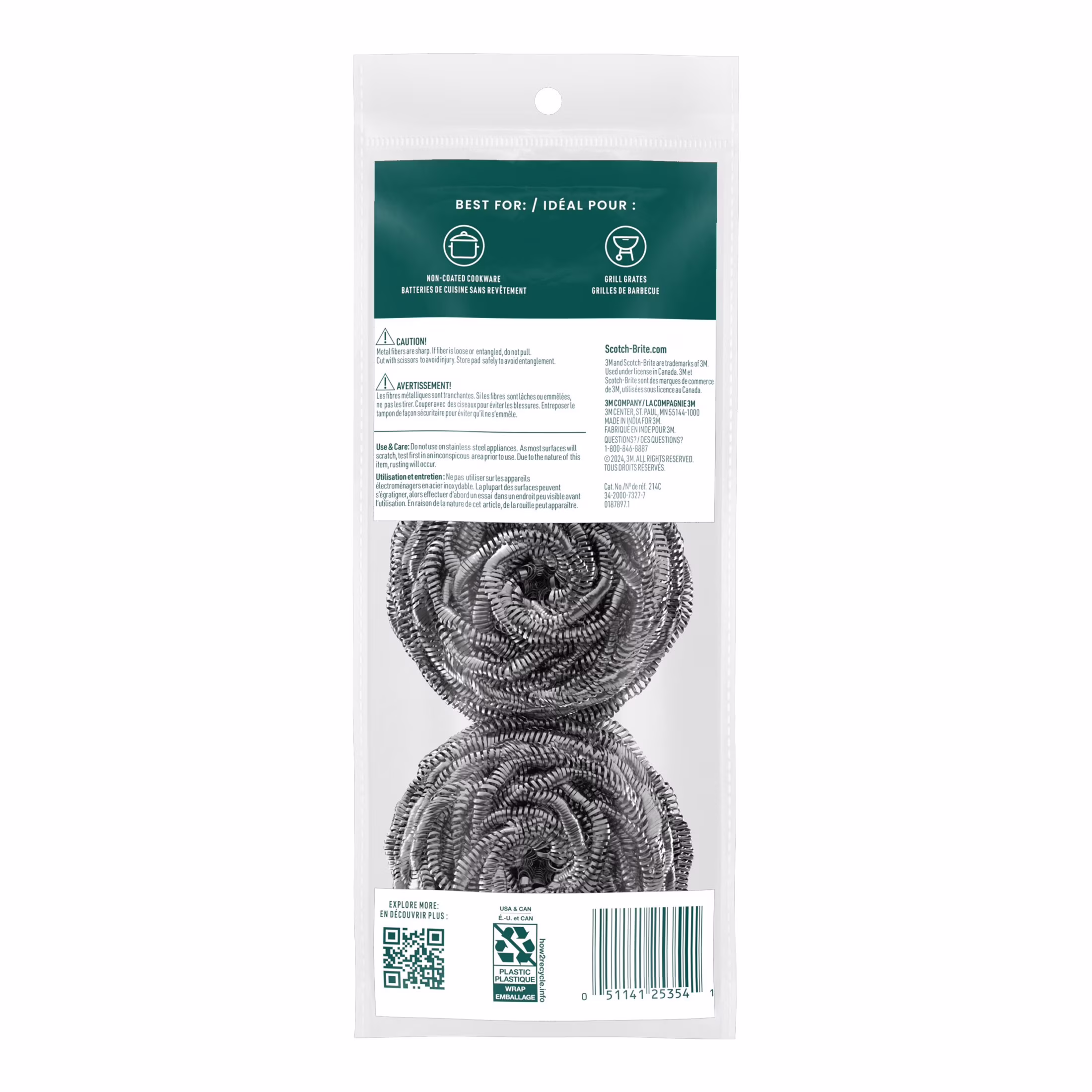 Scotch-Brite Stainless Steel Scrubbers, 3 Scrubbers