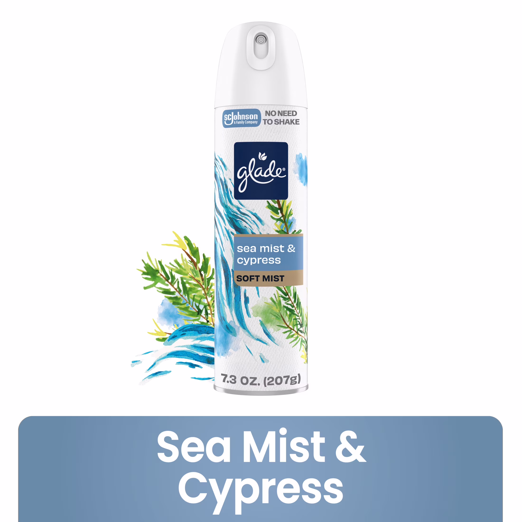 Glade® Soft Mist Odor Fighting Aerosol Air Freshener, Sea Mist & Cypress, 7.3oz, 1 Count