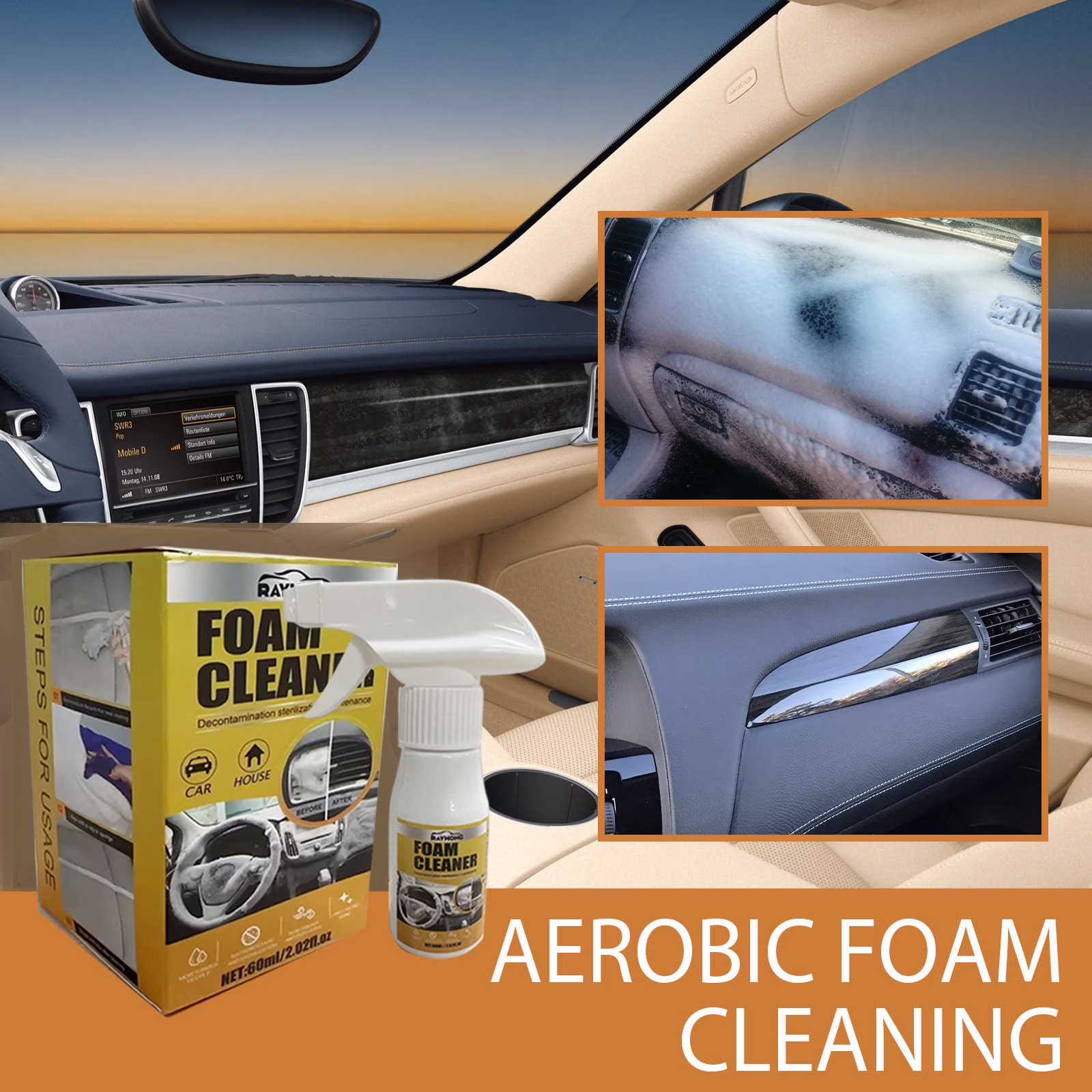Multi-Purpose Foam Cleaner, Multi-Purpose Powerful Car Interior Foam Cleaner, Car Seat Foam Cleaner Spray, Car Interior Foam Refinisher Cleaner, Car Seat Stain Remover