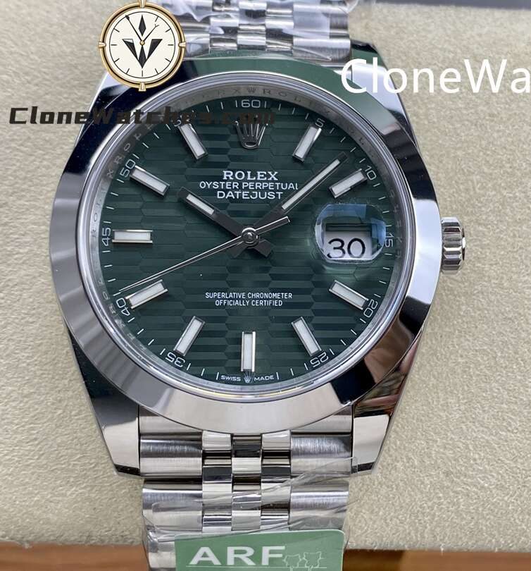 Rolex Super Clone Watches 1:1 DateJust Green Fluted Dial m126300-0021 Jubilee 41MM 3235 Movement