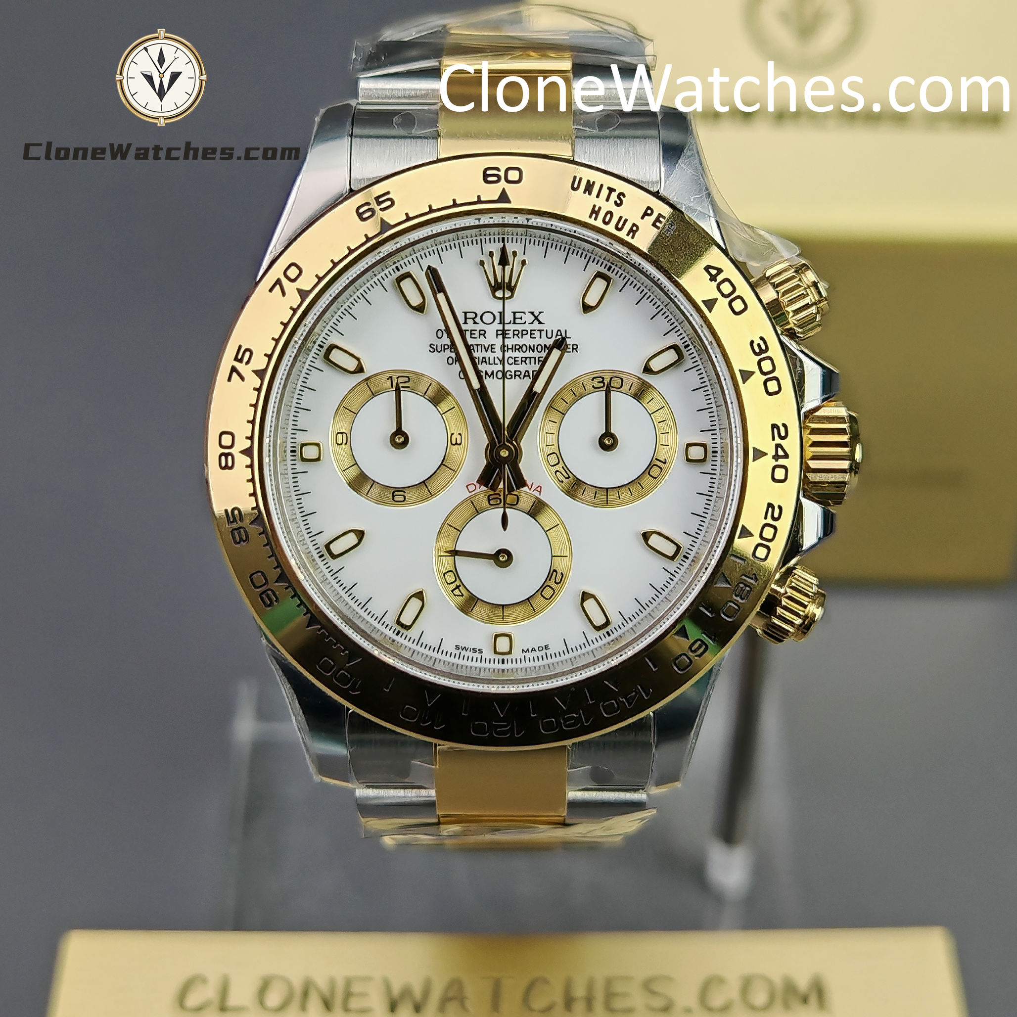 Rolex Super Clone Watches 1:1 Daytona 18k gold M116503-0001 White Dial 4130 movement