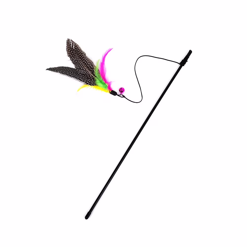 Darzheoy Cat Toys Feather Toy, Retractable Wand and Teaser with Bell Refills, Interactive Catcher and Funny Exercise for Kitten