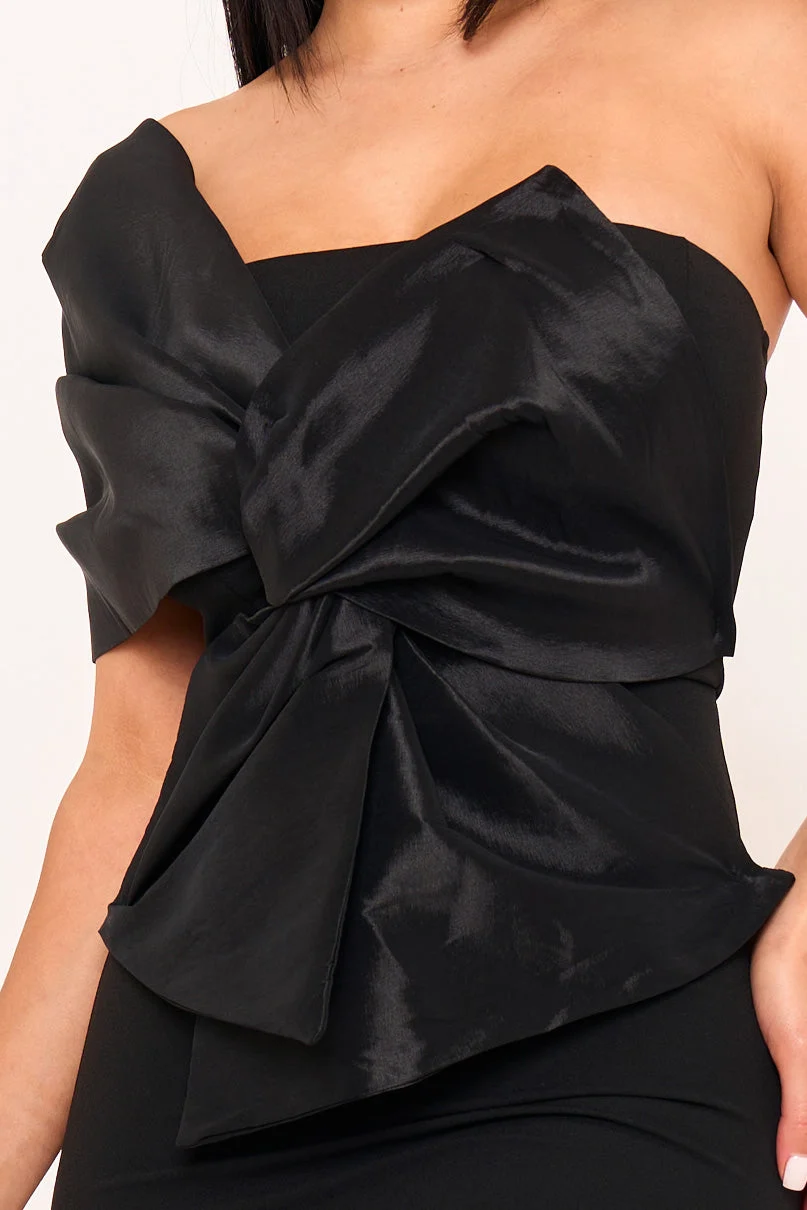 Symphony Dress - One Shoulder Twist Tie Detail Front Mini Dress