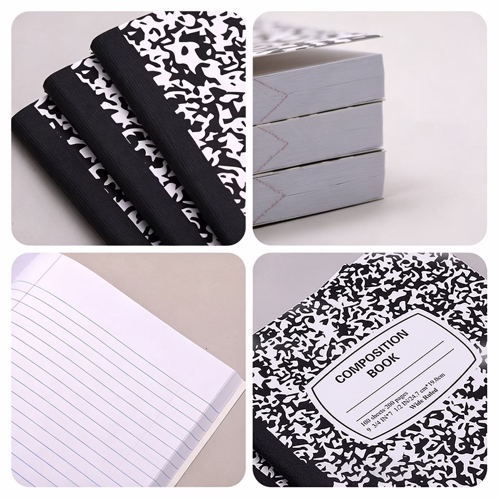 Composition Notebook 1 Pack Wide Ruled 100 Sheets Marble Cover 9.75x7.5in Sewn Binding