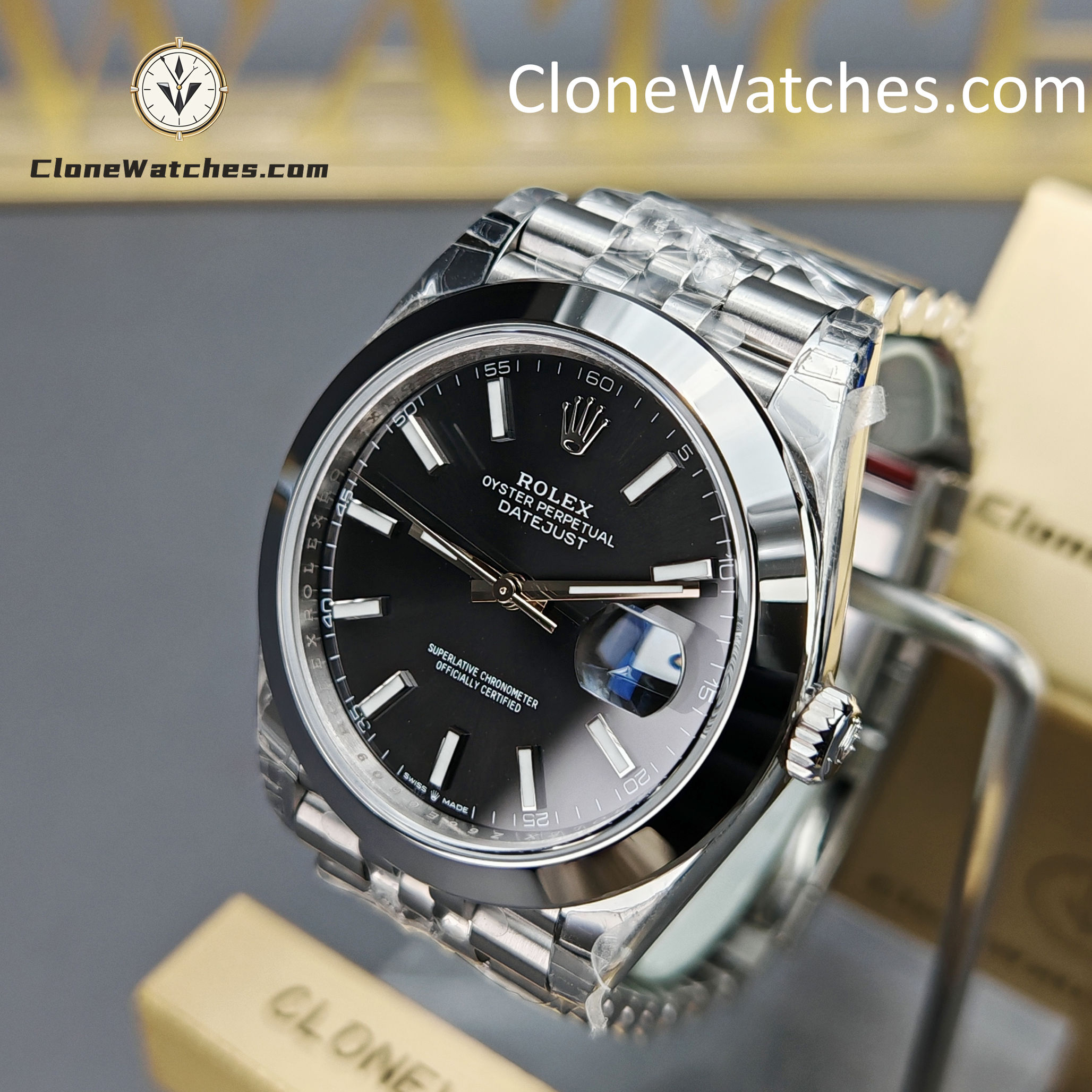 Rolex Super Clone Watches 1:1 DateJust Black Dial m126300-0012 Jubilee 41MM 3235 Movement