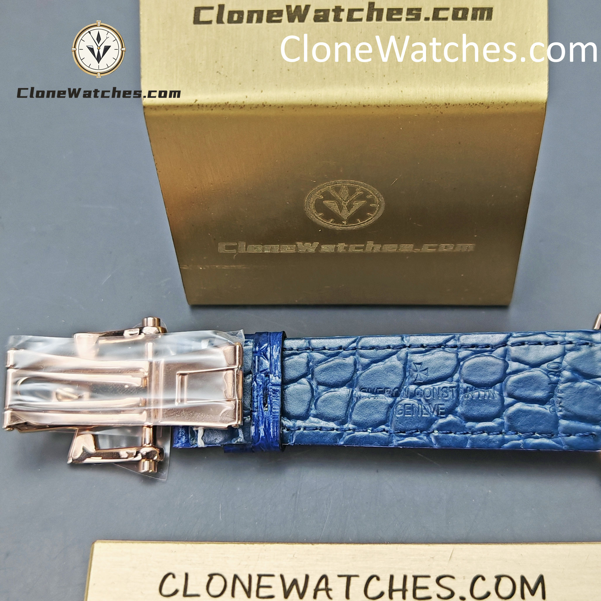 Vacheron Constantin Super Clone Watches 1:1 Patrimony Perpetual Calendar Rose Gold 43175/000R-B519 Blue Dial