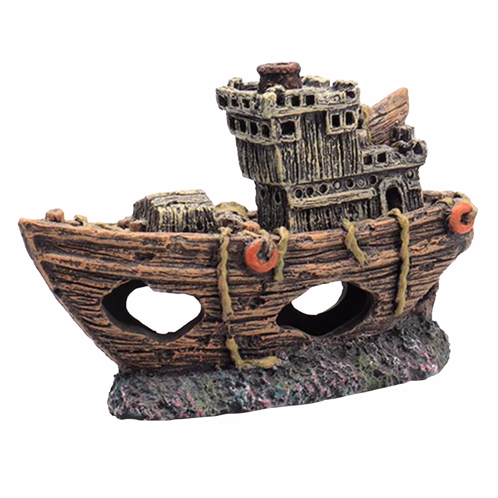 Pedty Fish Tank Decoration - Aquarium Accessories,Shipwreck Decor,Aquarium Resin Boat Ornament - Fish Tank Shipwreck Decoration, Sunken Ship, Aquarium Ornament for Freshwater & Saltwater Tanks