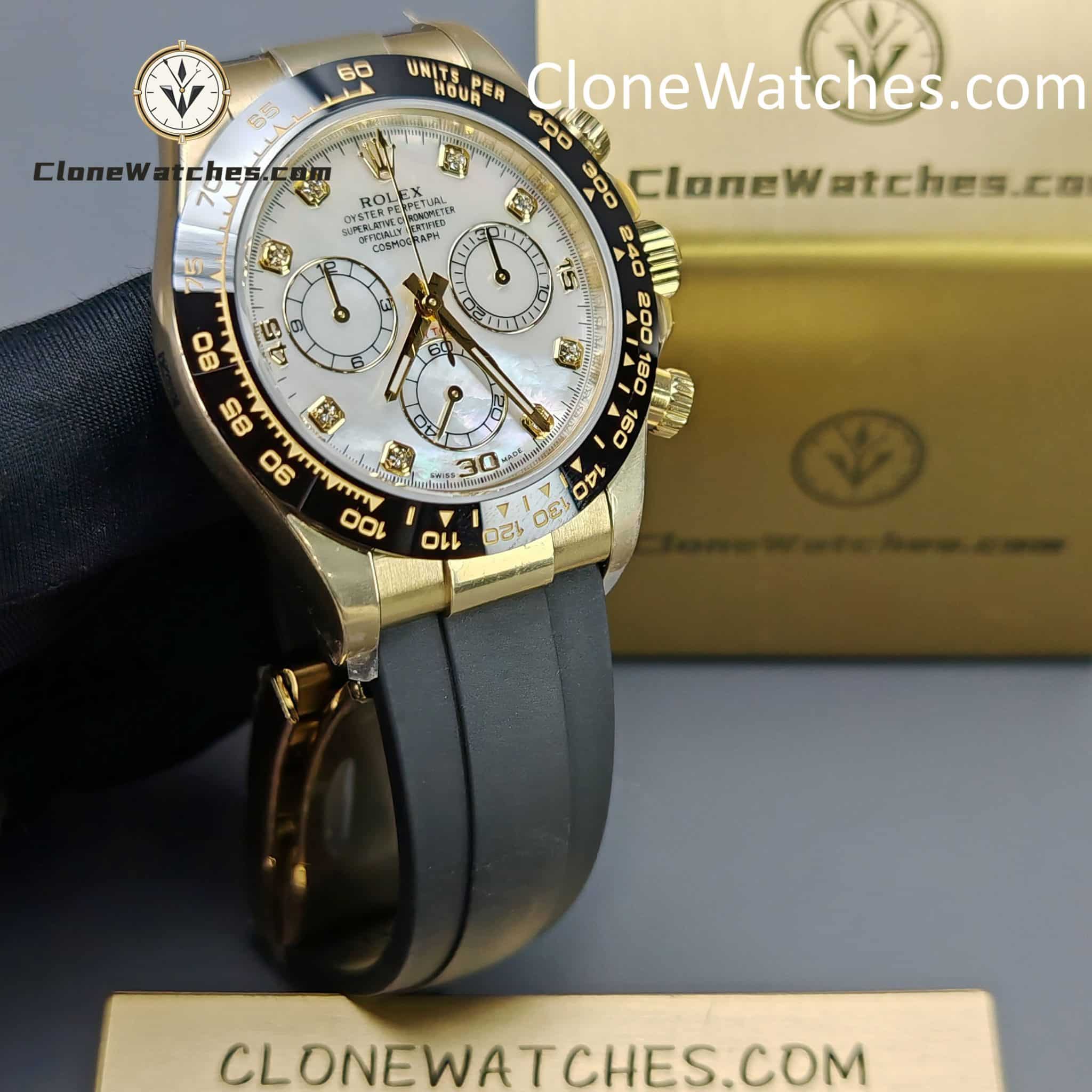Rolex Super Clone Watches 1:1 Daytona 18K Gold White Dial m116518In-0045 4130 Movement