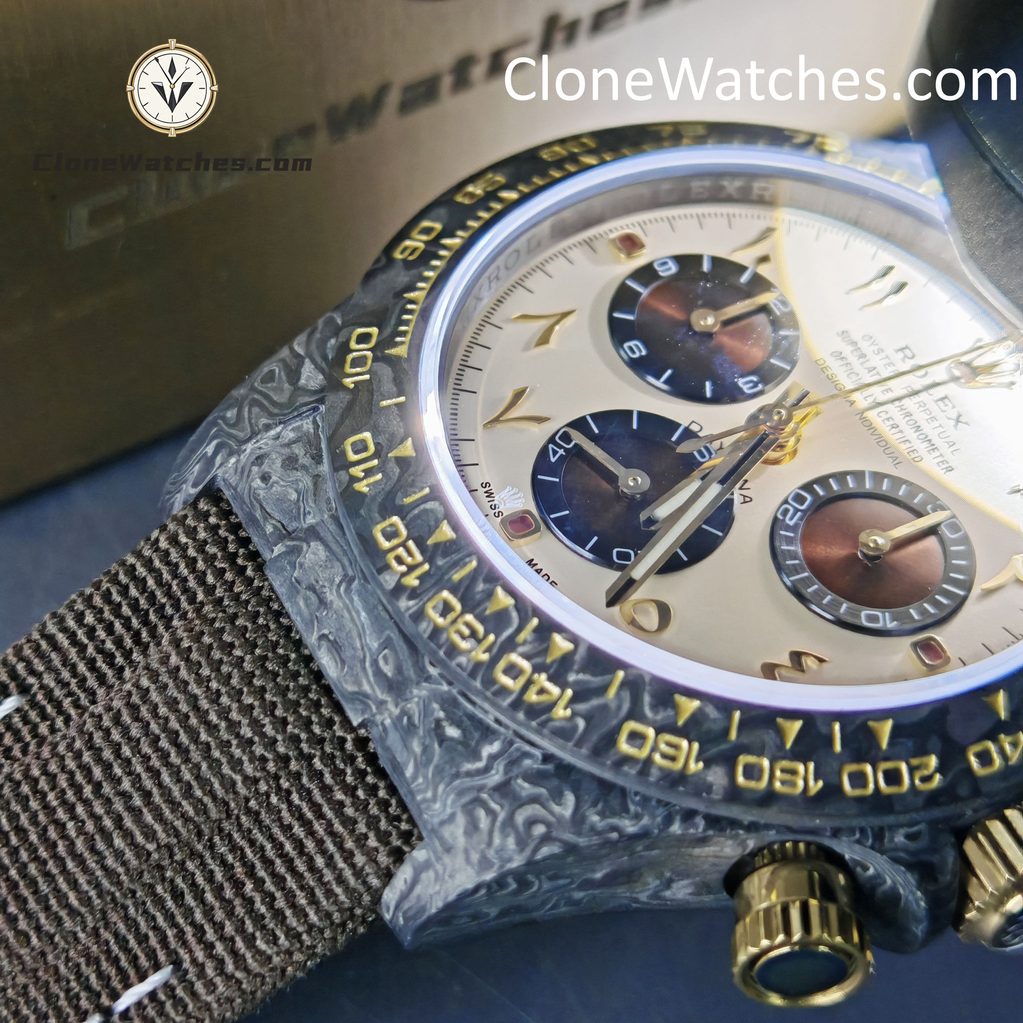 Modified Super Clone Watches 1:1 DiW Rolex Daytona Carbon Fiber DESERT EAGLE ARABIC