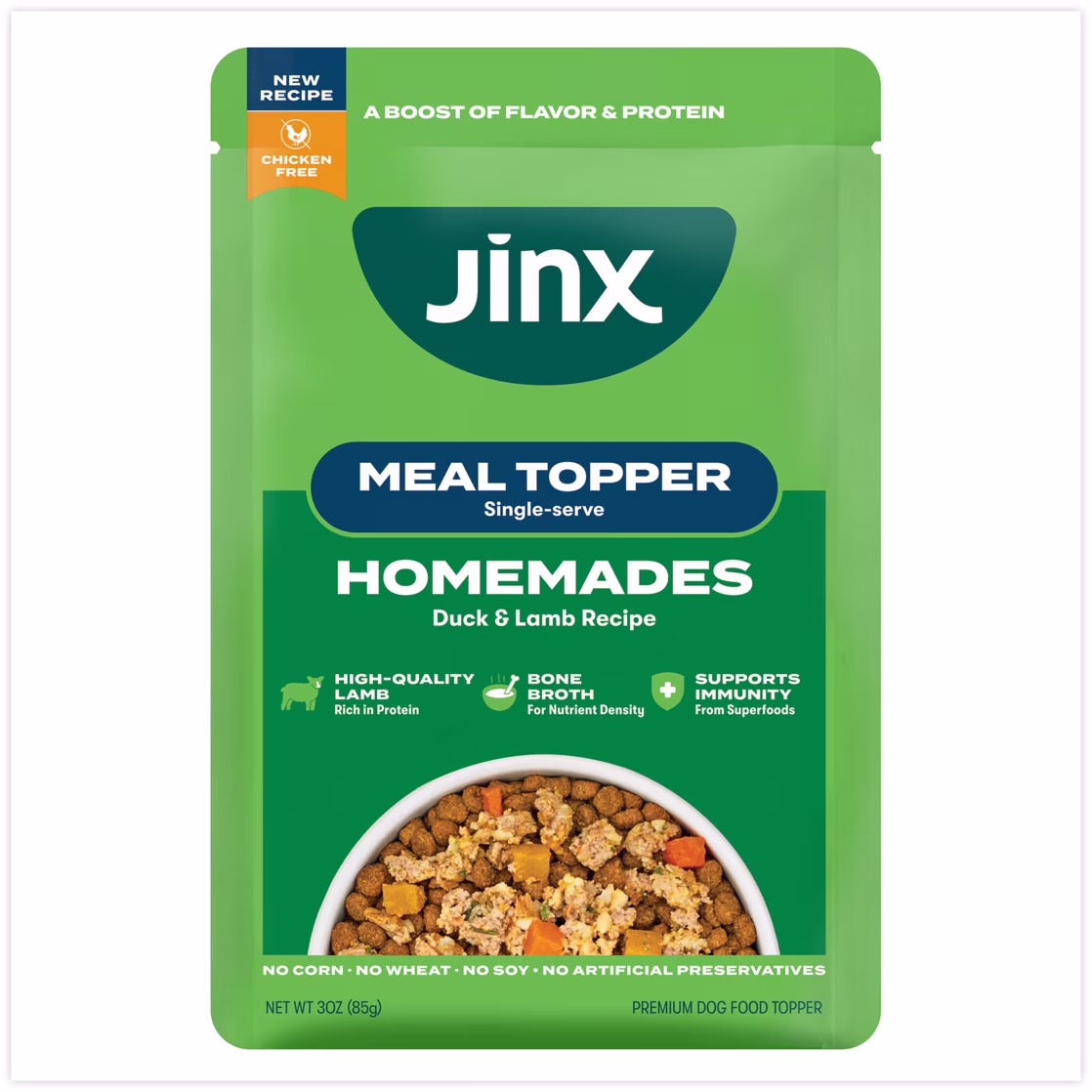 Jinx Homemades Single-Serve Meal Topper Duck & Lamb Recipe, 3 oz Pouch