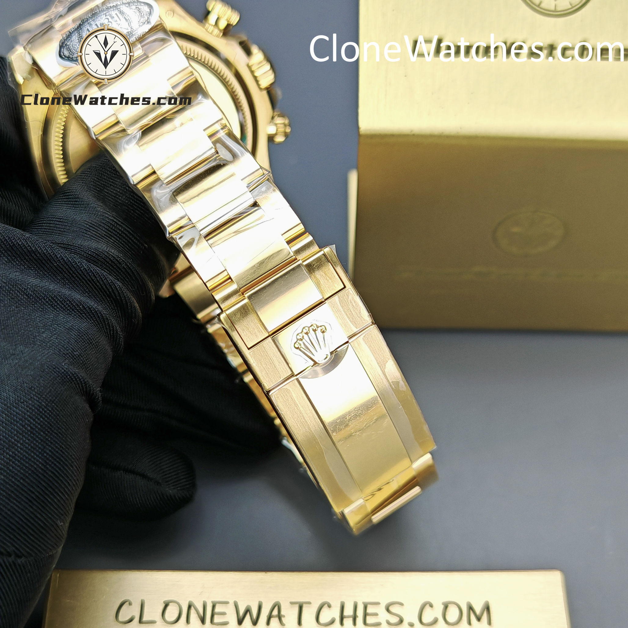 Rolex Super Clone Watches 1:1 Daytona 18K Gold Black Dial M126508-0004 4131 Movement