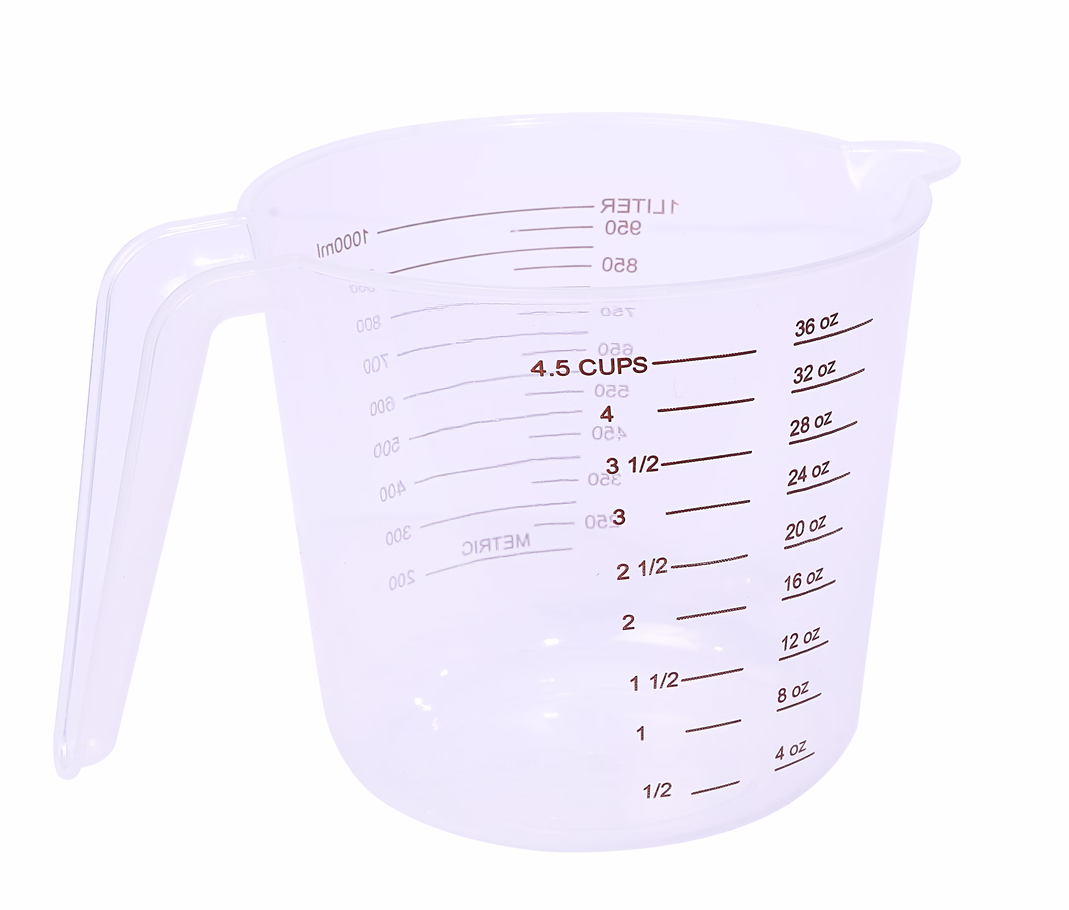Mainstays 4.5-Cup BPA-Free Plastic Measuring Cup with Clear Measurements