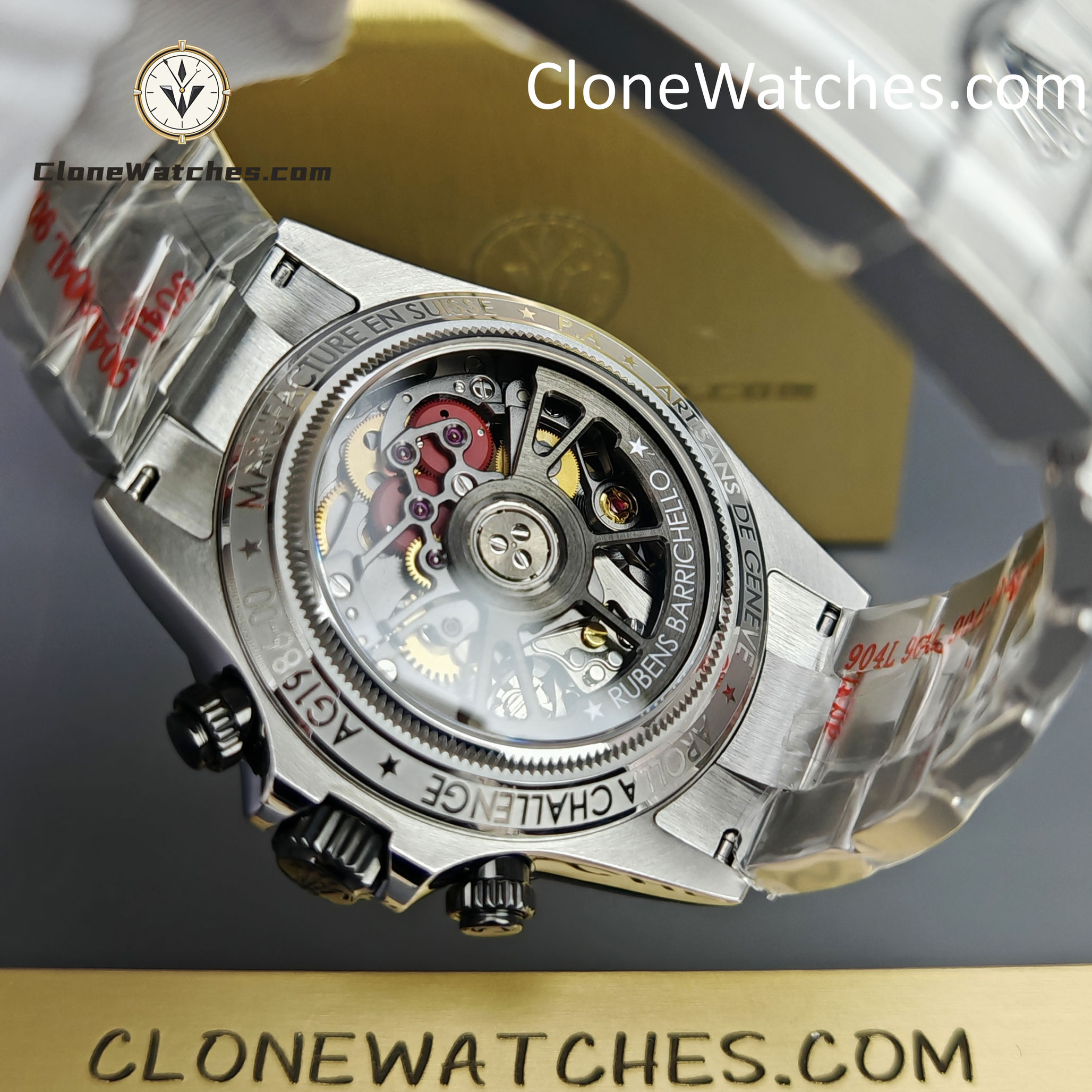 Modified Super Clone Watches 1:1 Sonic Rolex Daytona Black Skeleton Dial 4130