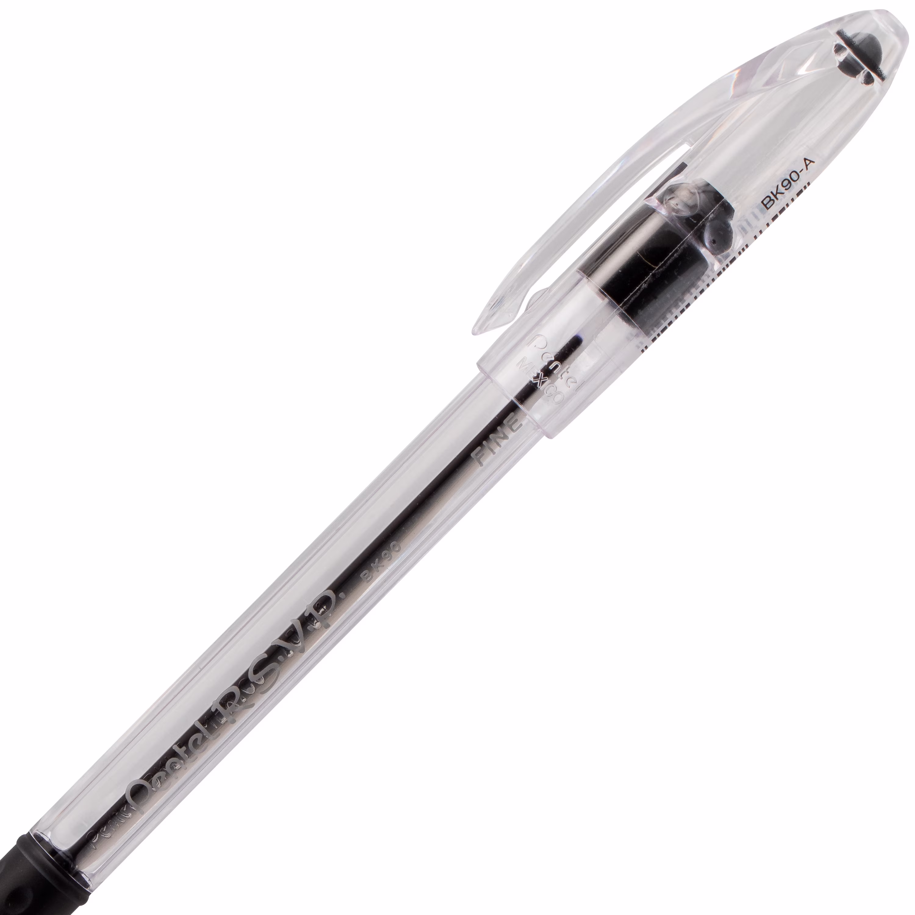 Pentel RSVP Ballpoint Pen, (0.7mm) Fine Line, Black Ink, 5 Pens Per Pack