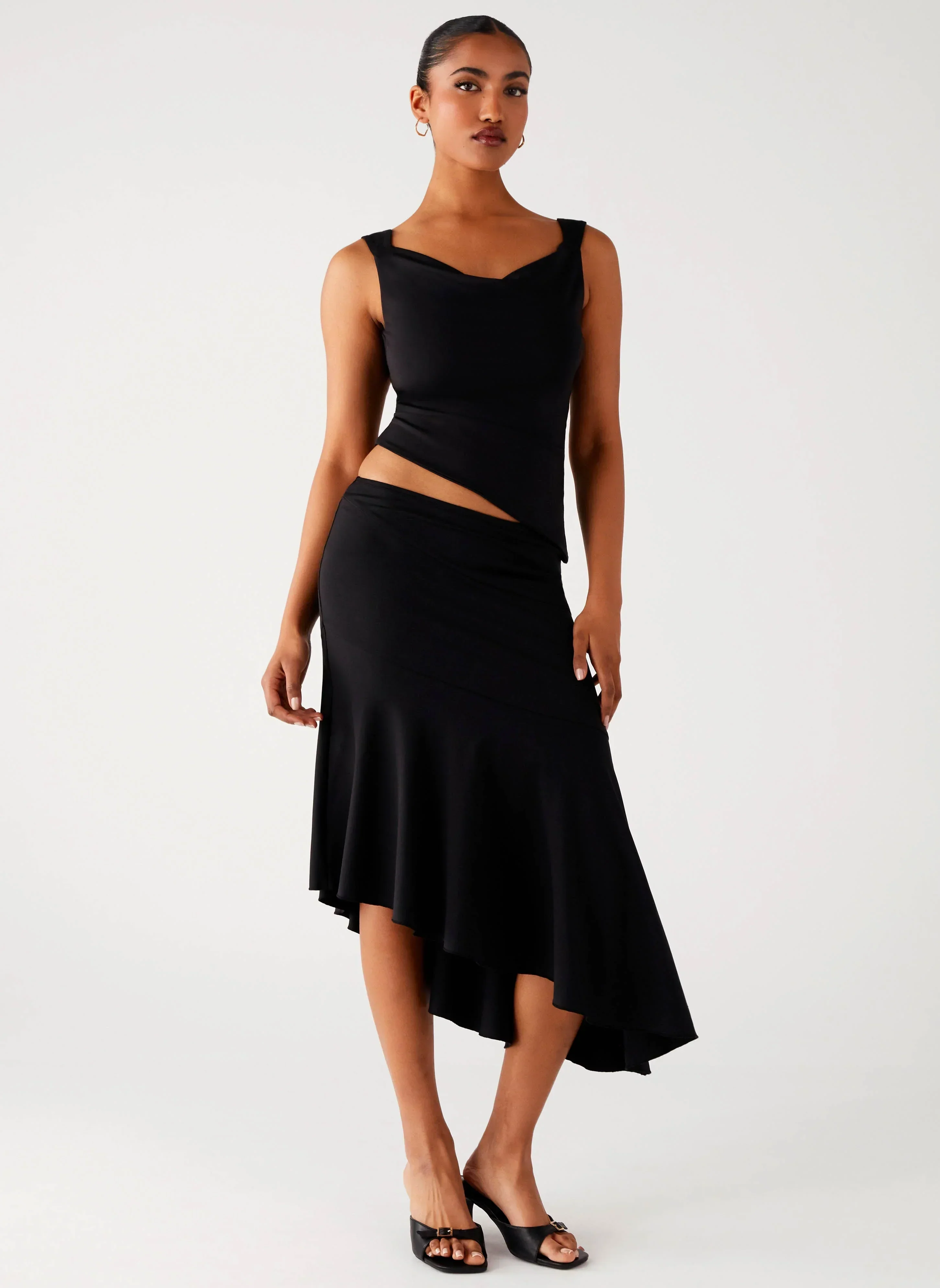 Wonderlust Cowl Top - Black