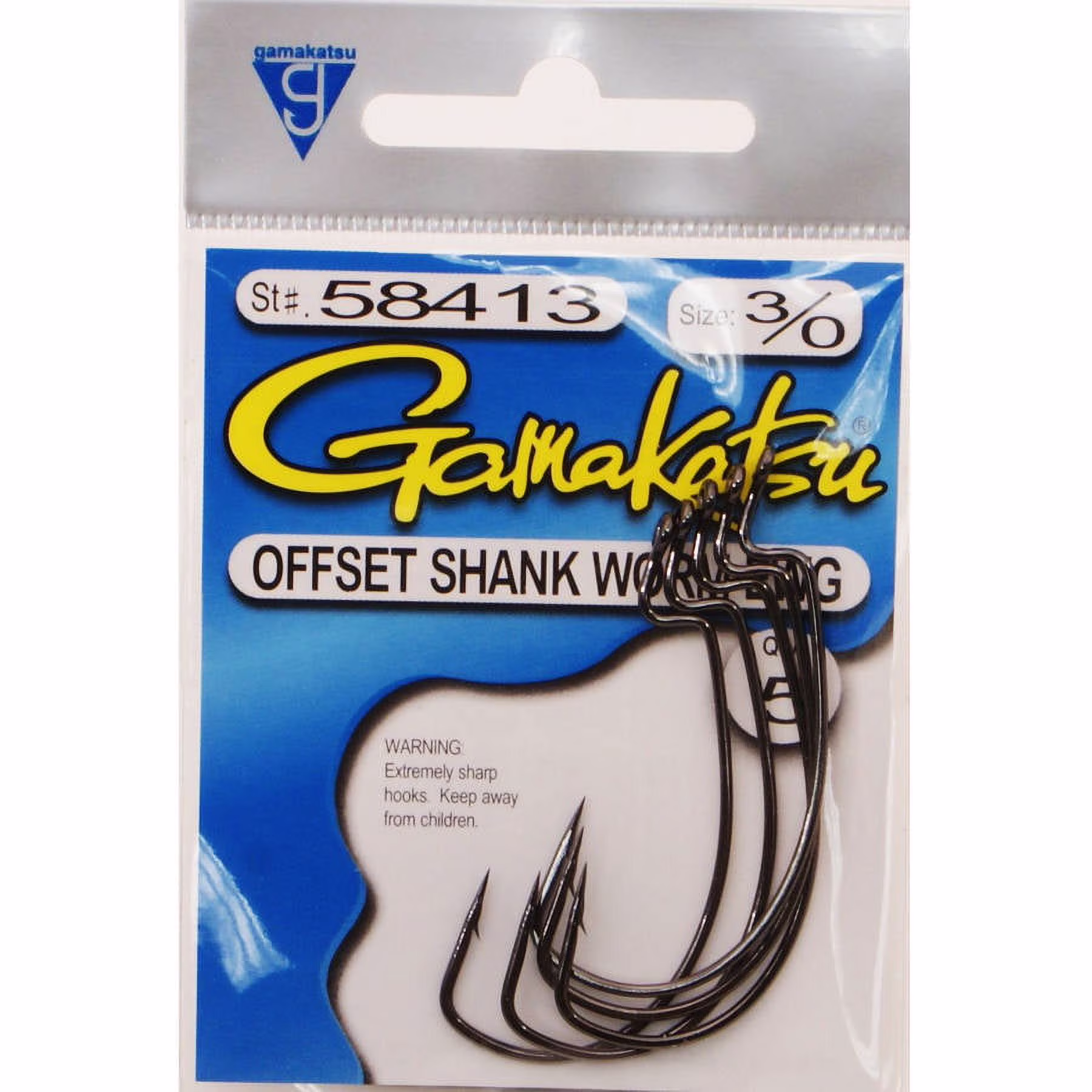 Gamakatsu Extra Wide Gap Offset Shank Worm Hooks, Size 3/0 Blk (5 Pack)