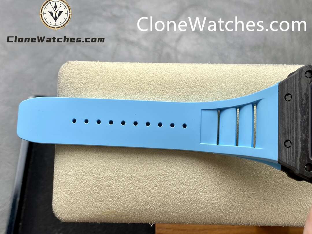 Richard Mille Super Clone Watches 1:1 RM 035 – 02 Carbon Tourbillon Blue Strap