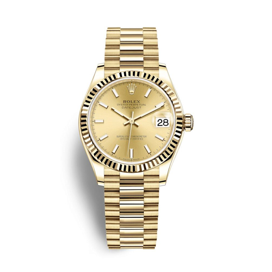 Rolex Datejust 31 Automatic Champagne Dial Ladies 18kt Yellow Gold President Watch 278278CSP（Lifetime free warranty+90-days replacement service & Refund!.）