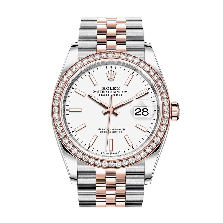 Rolex Datejust 36 White Dial Automatic Men s Steel and 18k Everose Gold Jubilee Watch 126281WSJ（Lifetime free warranty+90-days replacement service & Refund!.）