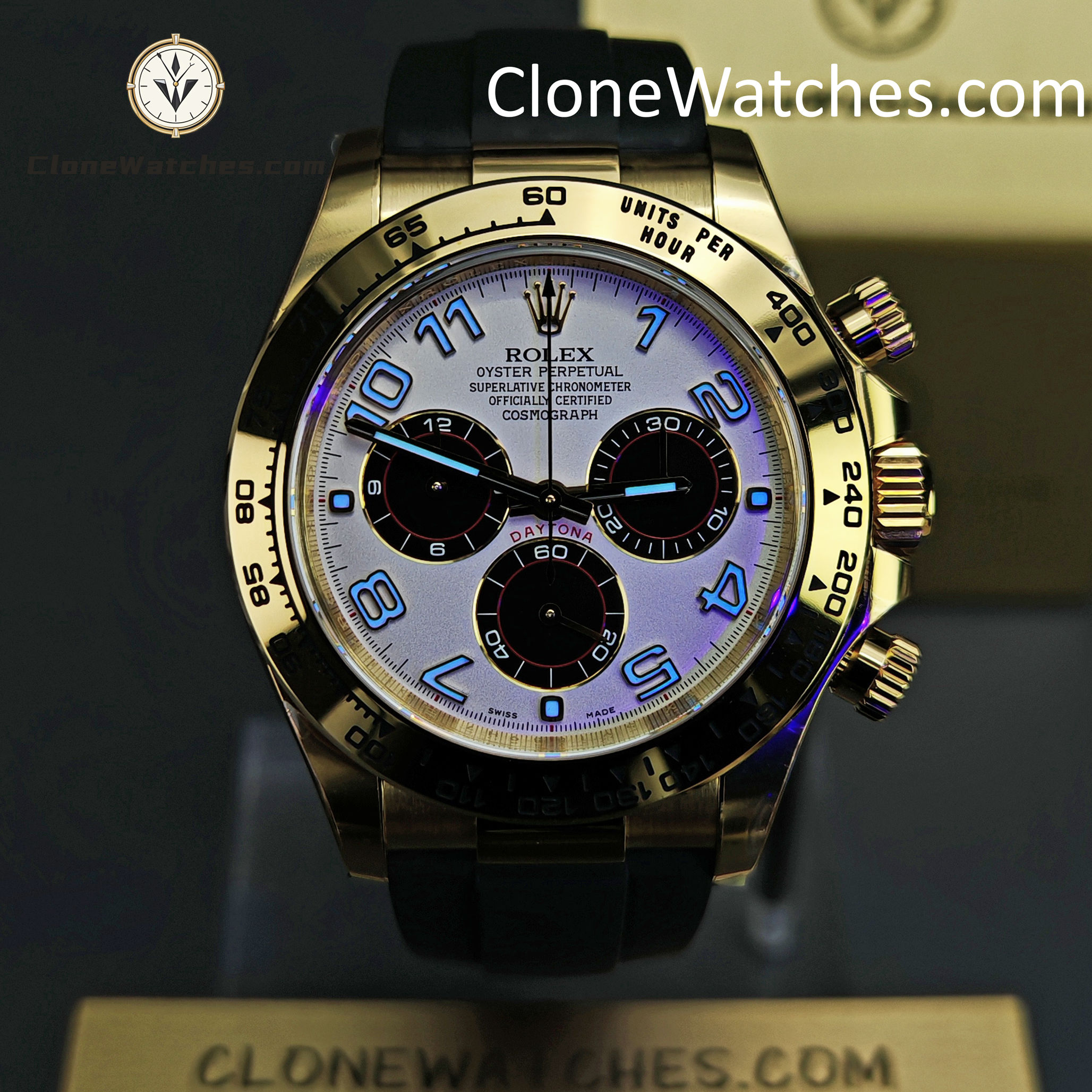 Rolex Super Clone Watches 1:1 Daytona White Arabic Dial Oysterflex Rubber Strap M116518 4130 Movement