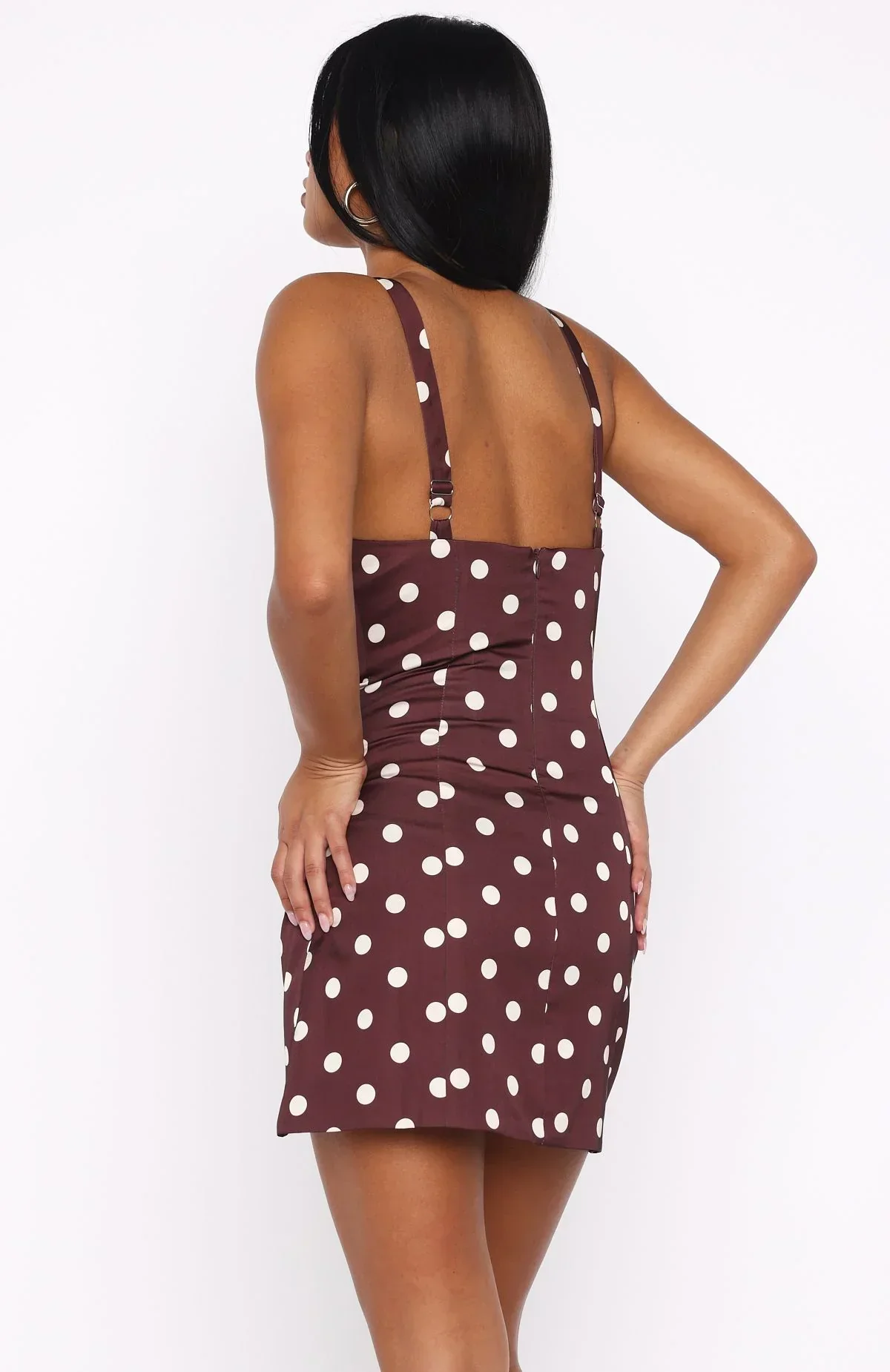 Admire You Mini Dress Choc/Cream Polka Dot
