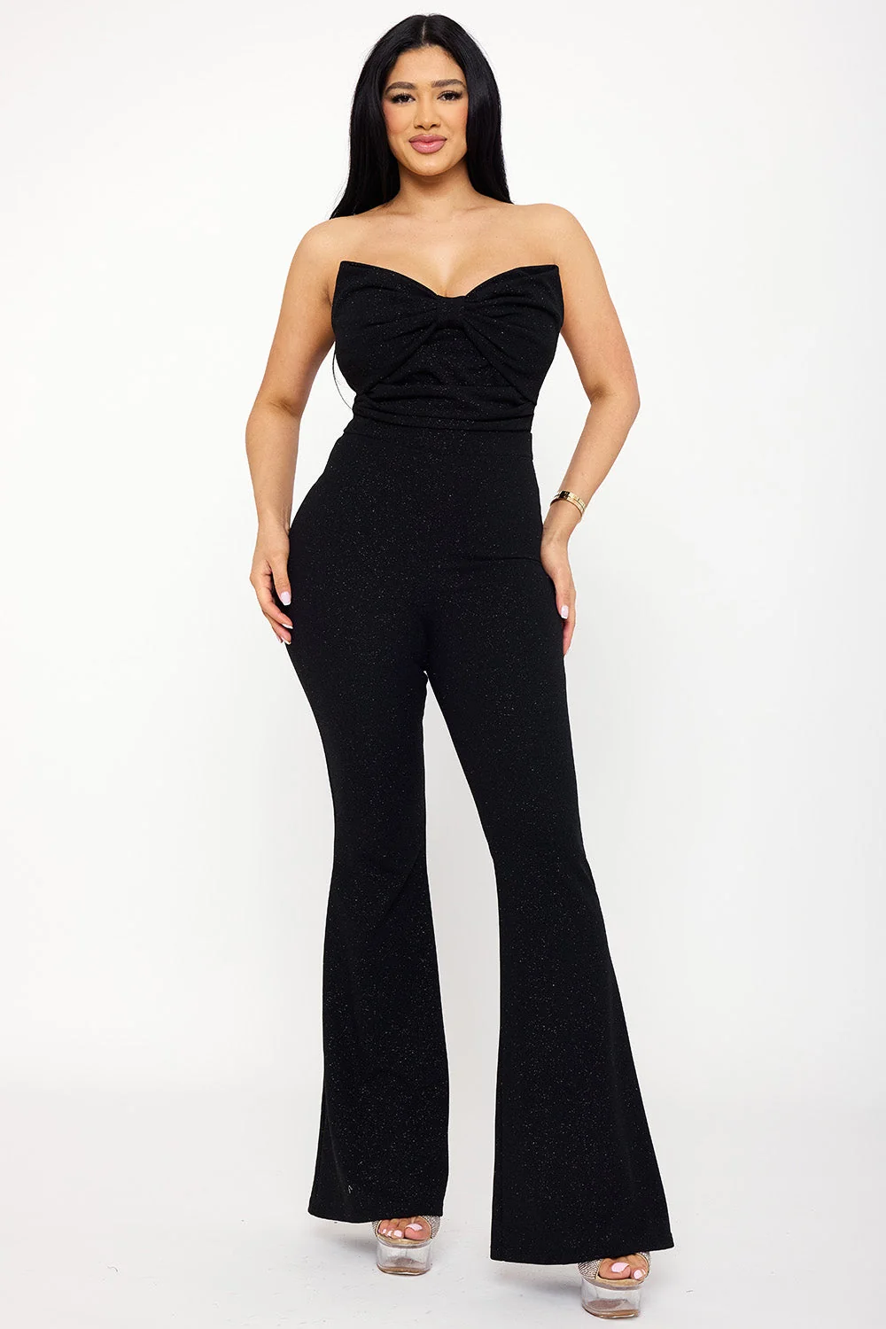 Symphony Jumpsuits - Glitter Bow Front Jumpsuit