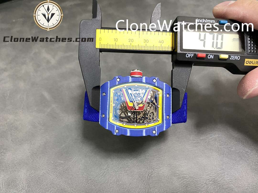Richard Mille Super Clone Watches 1:1 RM 67 – 02 Blue Carbon Tourbillon Blue Strap