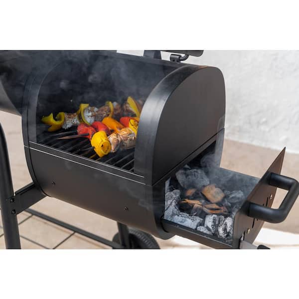 29 in. Barrel Charcoal Grill/Smoker in Black