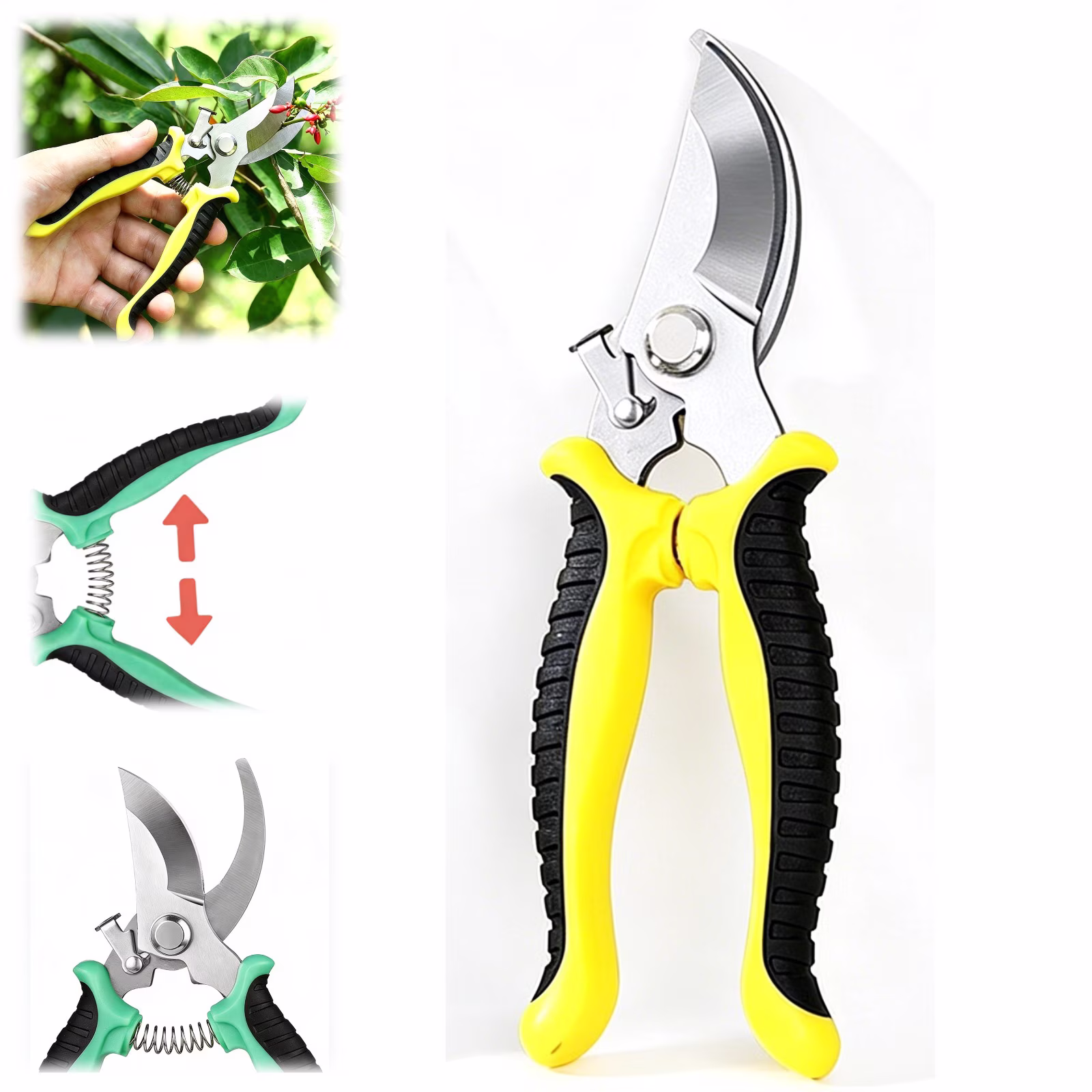Pruning Shears for Gardening Hand Garden Shears Heavy Duty Garden Clippers Hedge Plant Cutting Scissors Bypass Pruner Secateurs for Tree Trimming Fruits Picking