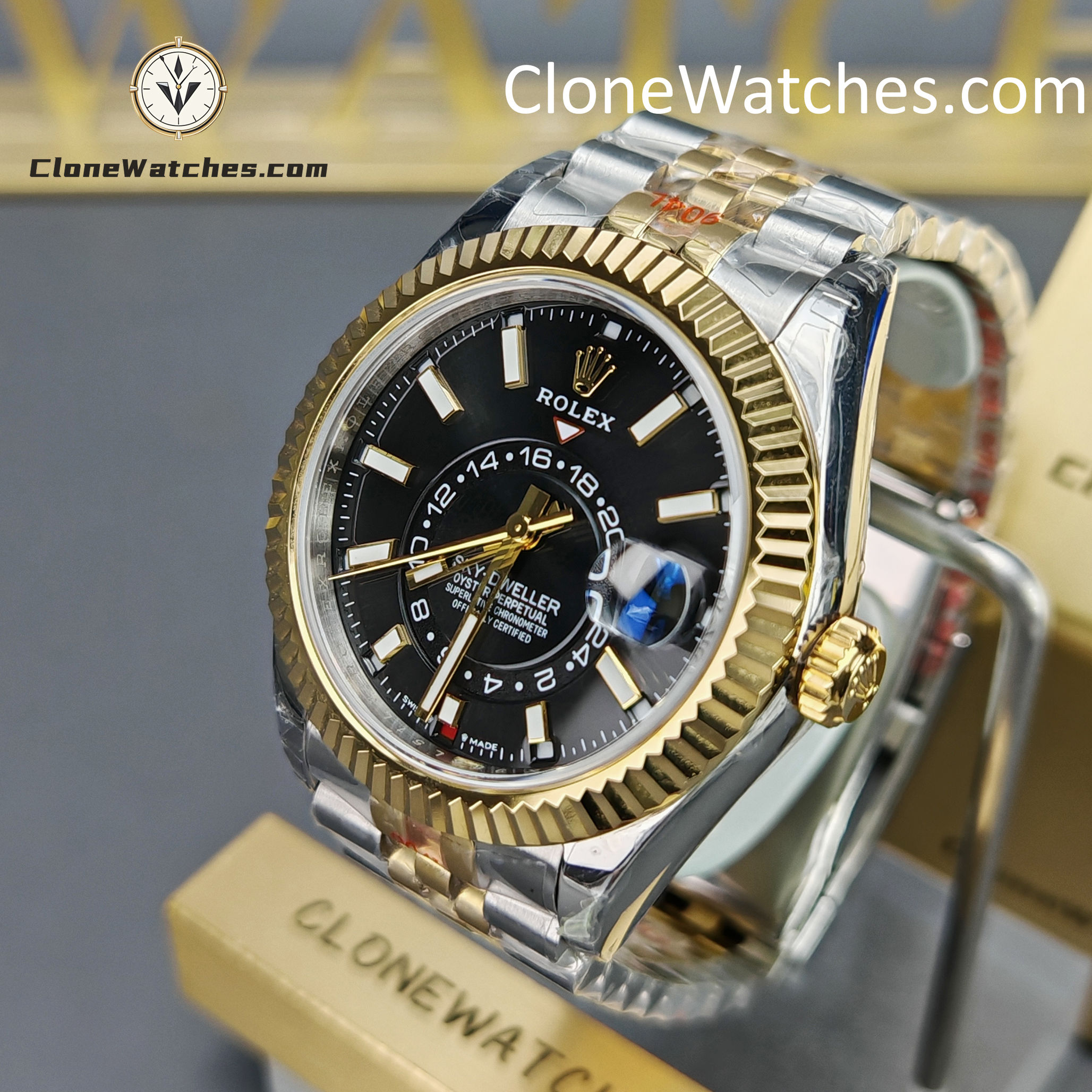 Rolex Super Clone Watches 1:1 Sky Dweller Black Dial Jubilee m336933-0004 9002 Movement