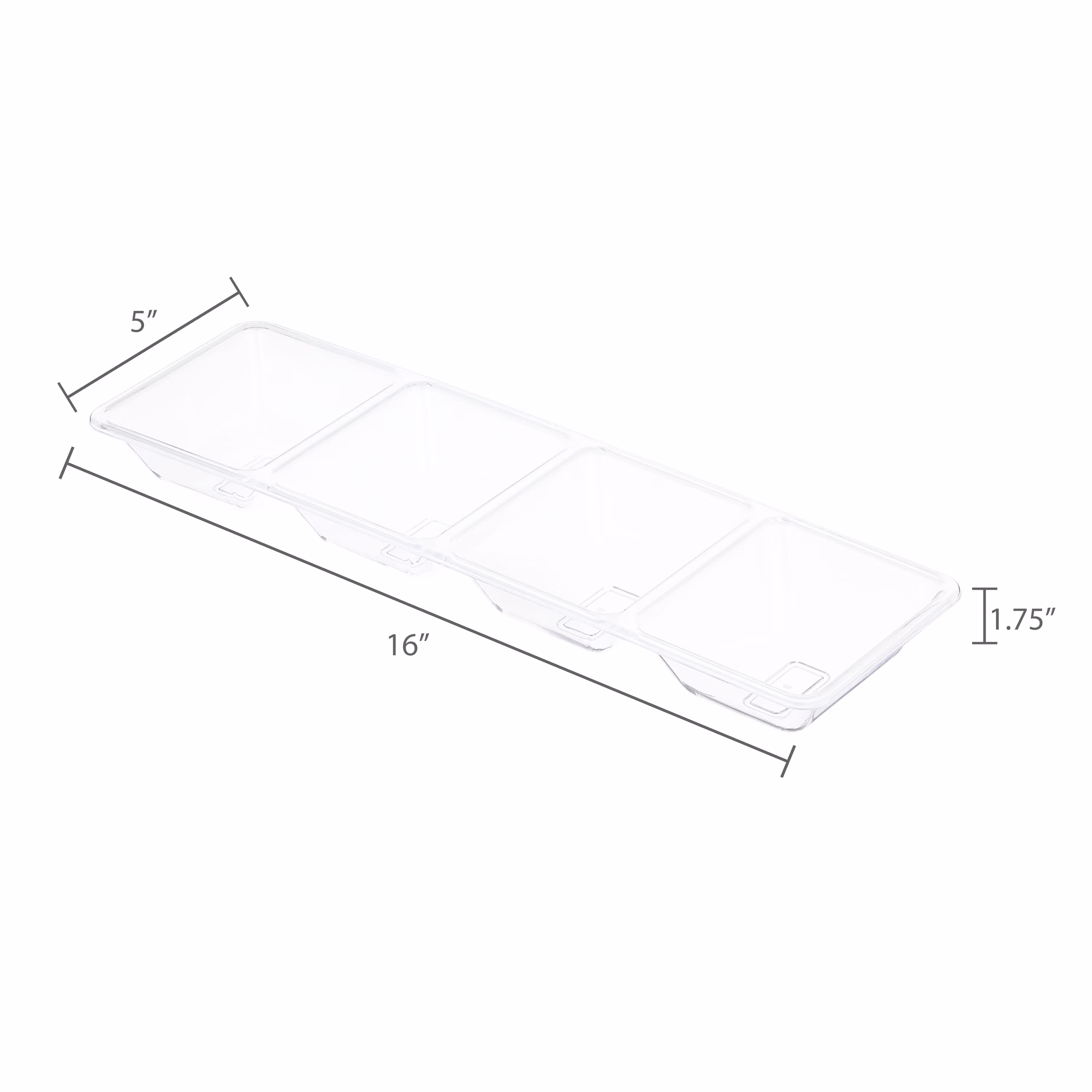 (3 pack) Way To Celebrate Clear Plastic Rectangular Compartment Serving Tray, 16 in