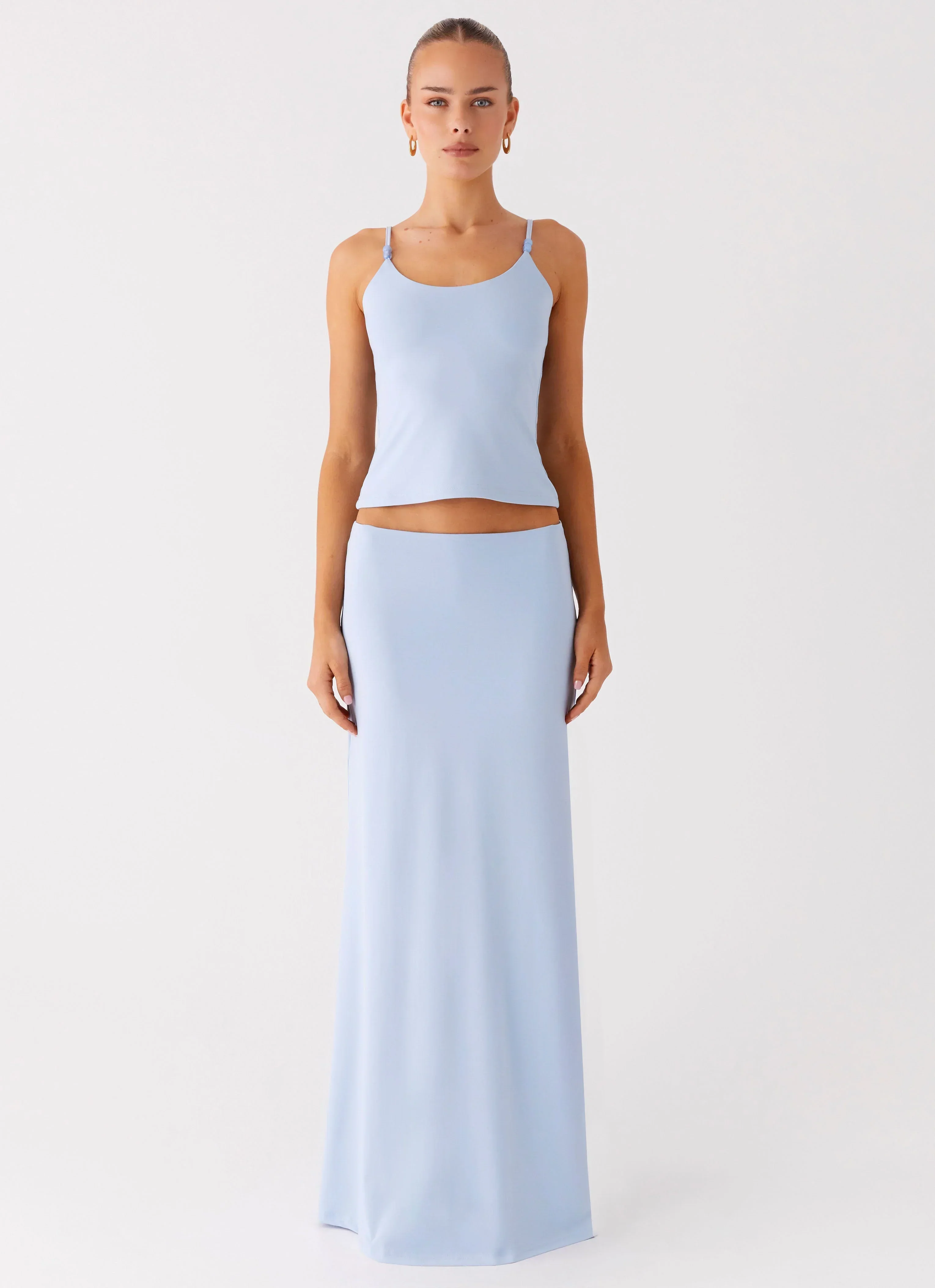 Like A Flower Maxi Skirt - Baby Blue