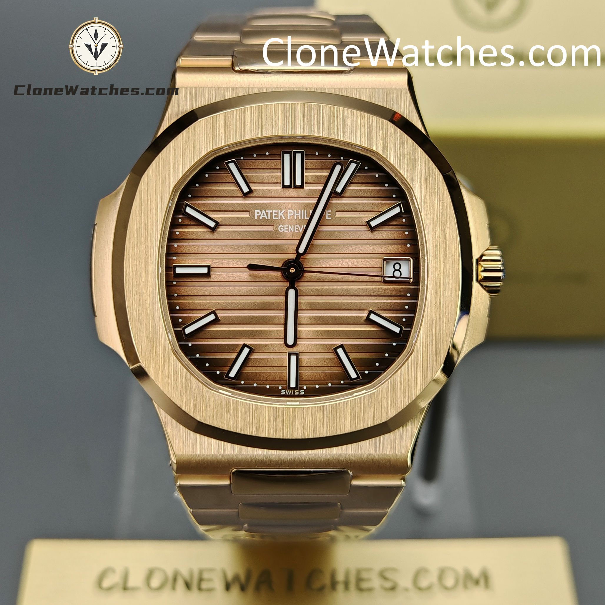 Patek Philippe Super Clone Watches 1:1 Nautilus 5711 Brown Dial 18K Rose Gold