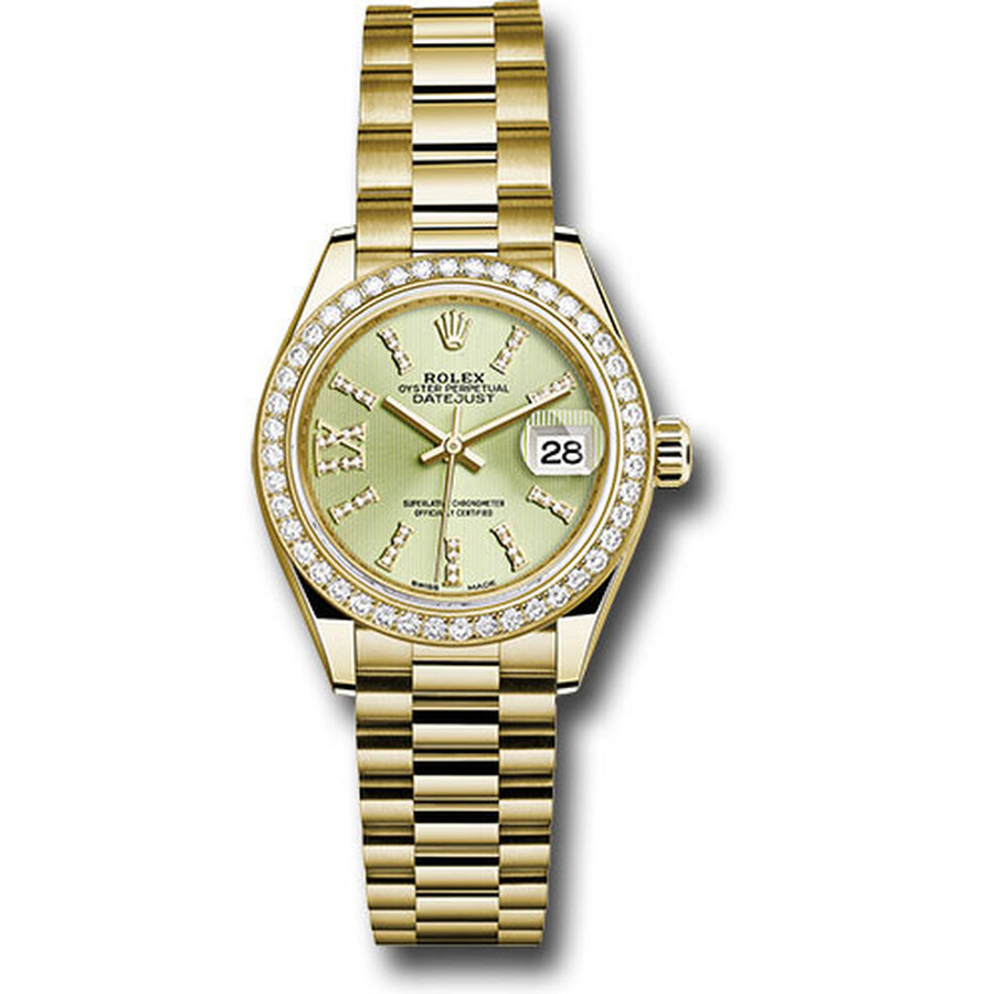 Rolex Lady Datejust Linden Green Stripe Dial 18 Carat Yellow Gold President Watch 279138LGNSRDP（Lifetime free warranty+90-days replacement service & Refund!.）