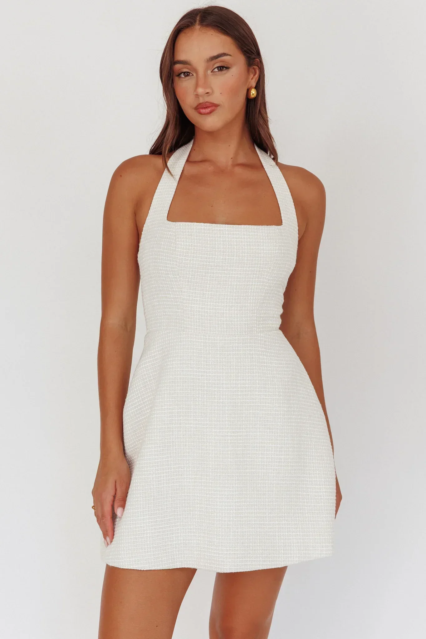 Hendrix Halterneck A-Line Mini Dress Cream